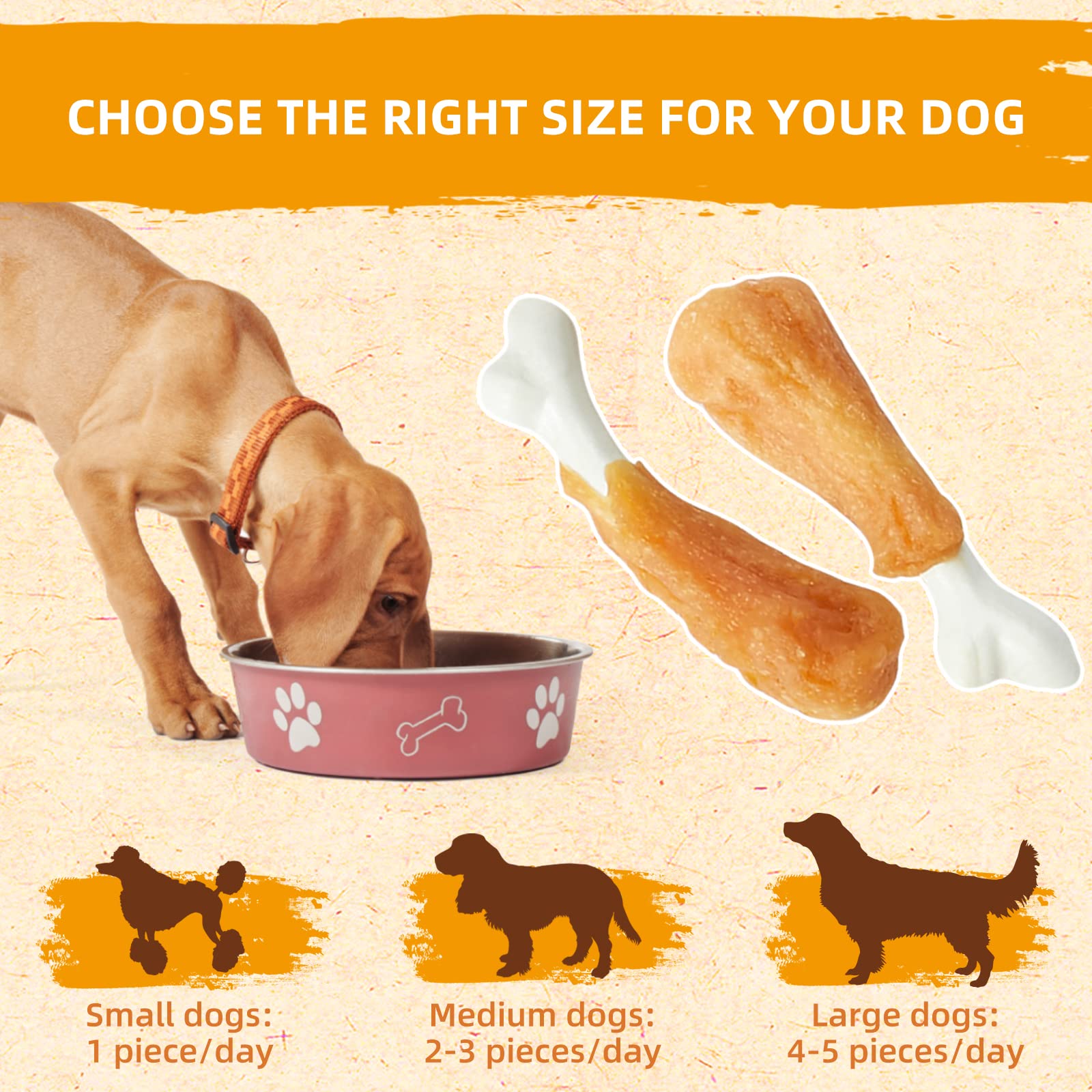 Jungle Calling Chewy Chicken Dog Treats - Rawhide Free, Calcium Bone, 10.6 oz, Fresh Breath Training Treats