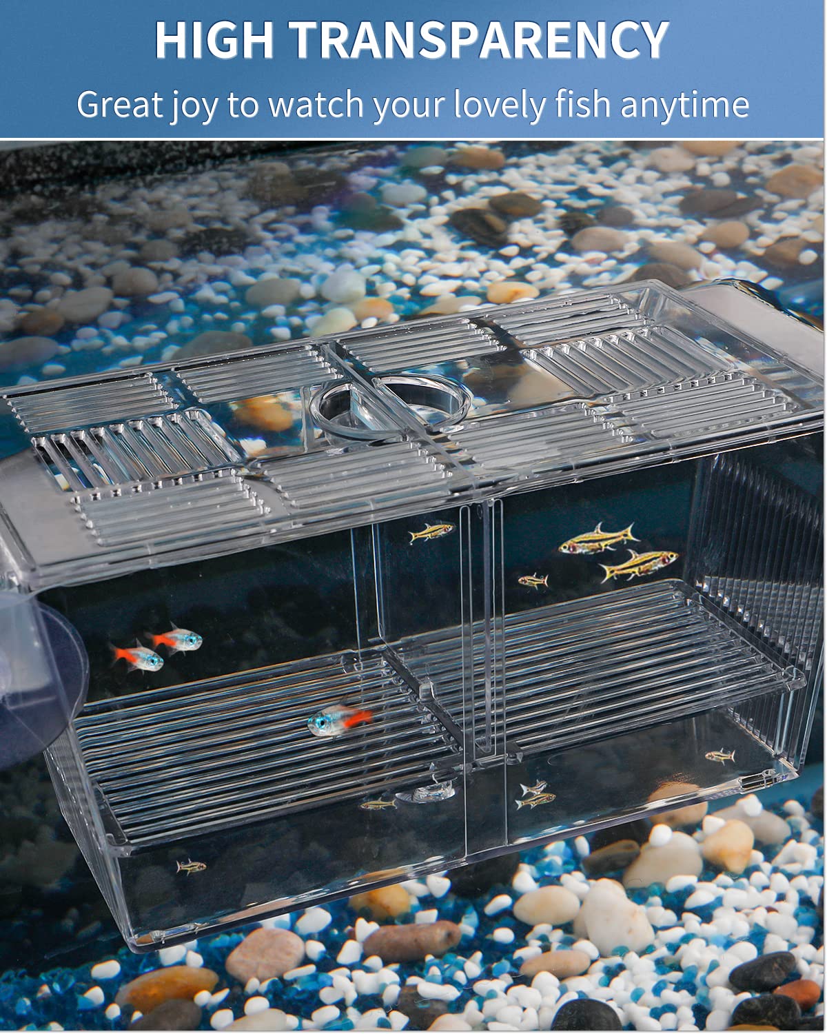 Pawfly Aquarium Fish Breeding Box Acrylic Hatchery Incubator Tank With Suction Cups Large Isolation Box For Baby Fish Shrimp Bet