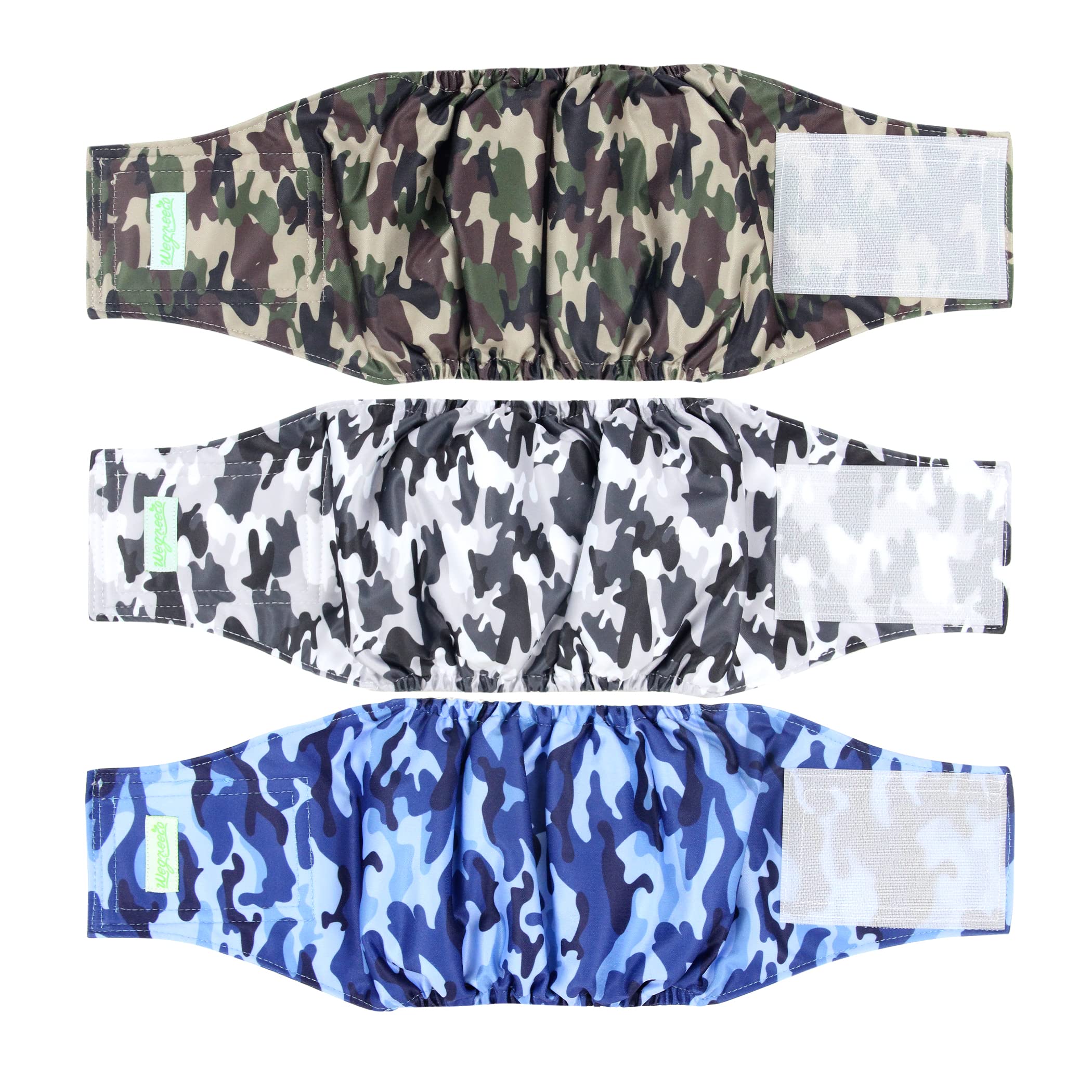 wegreeco Washable Male Dog Diapers (Pack of 3) - Washable Male Dog Belly Wrap (Camo, S)