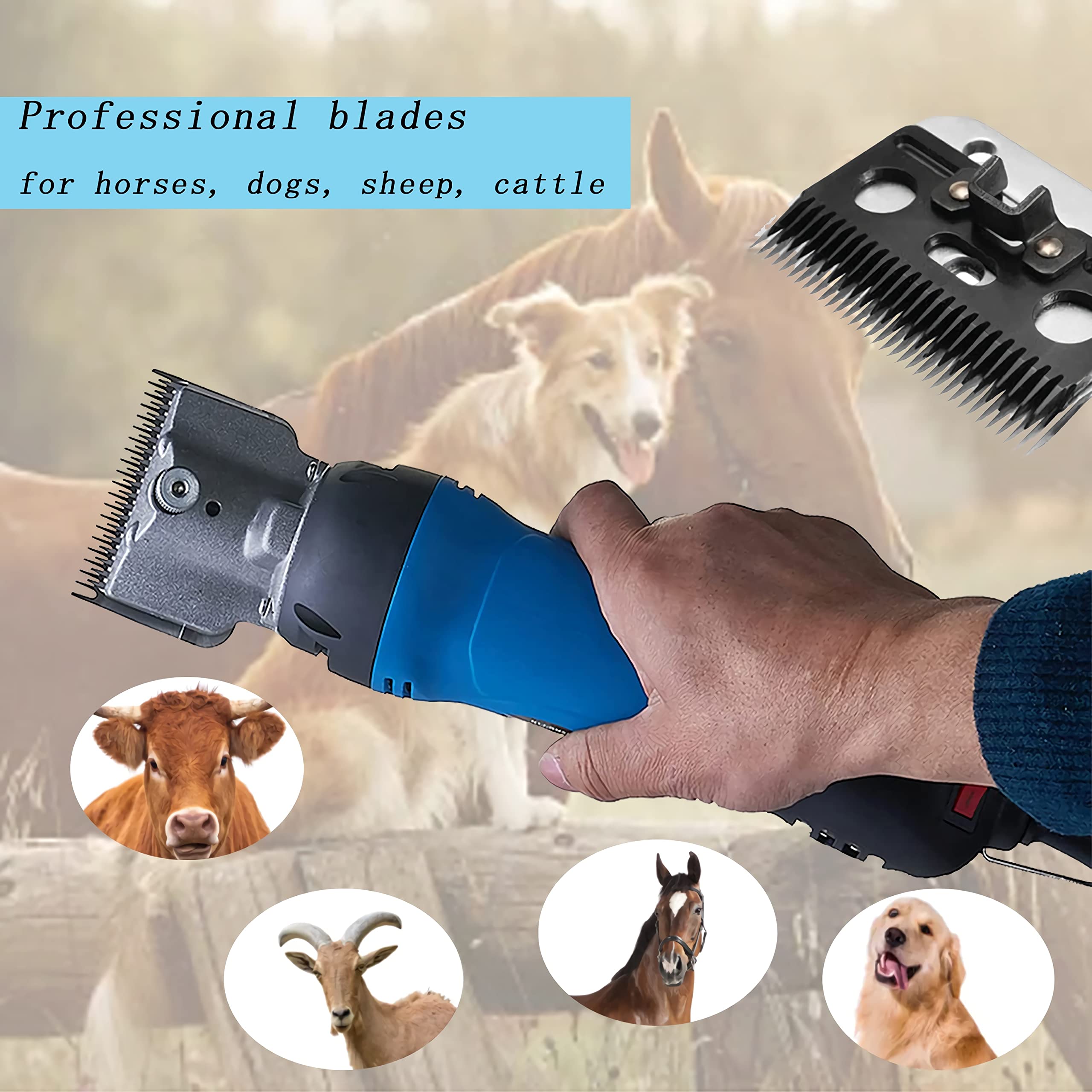 Towiac Horse Clippers,550W Electric Horse Grooming Kit,Professional Livestock Clippers, 6 Speeds Heavy Duty Equine Clippers For Dogs