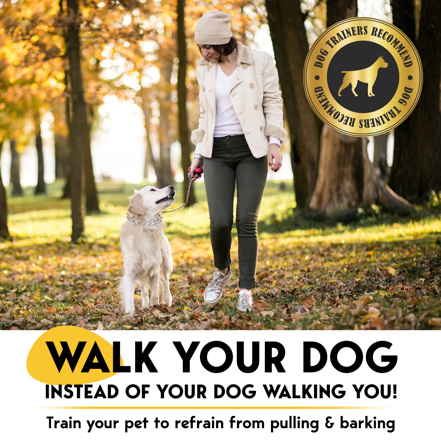 Petjett Prong Collar For Dogs - No Pull Choke Collar For Dogs, Pinch Collar For Dogs, Dog Training Collar & Dog Walking Tool For Small, Medium, Or Large Breed - Stainless Steel Metal Dog Choker Chain
