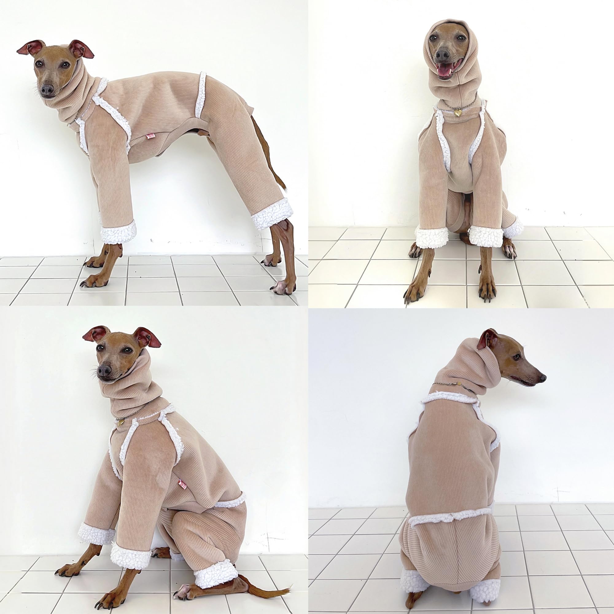 D Doggy Star Italian Greyhound Cold Weather Coat Warm Fleece Corduroy Sweater Turtleneck Onesie Clothes Whippet For Dog (3Xl,Cor