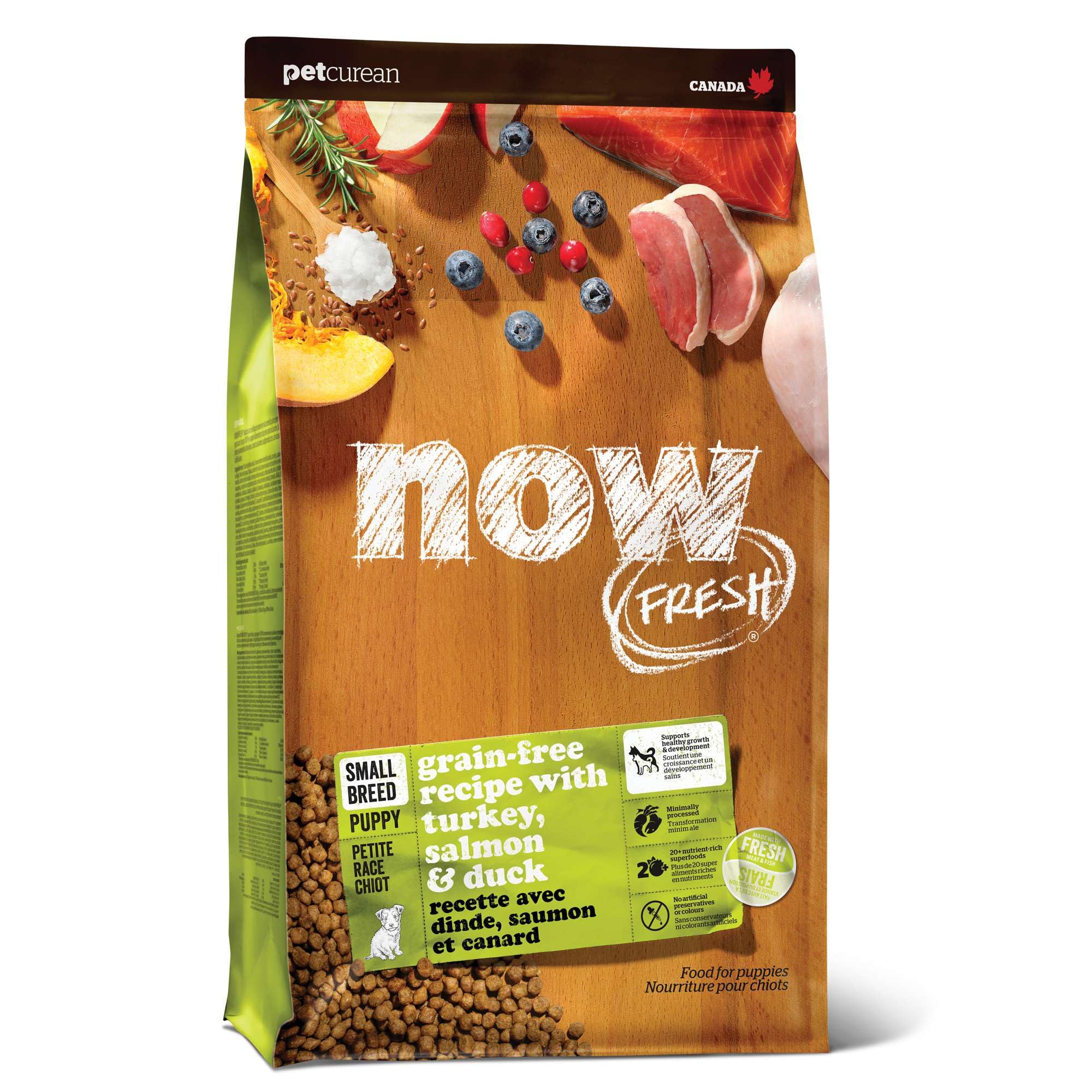 Now Fresh Grain-Free Small Breed Dry Puppy Food with Turkey, Salmon & Duck, Healthy Kibble for Growing Dogs with Real Poultry & 