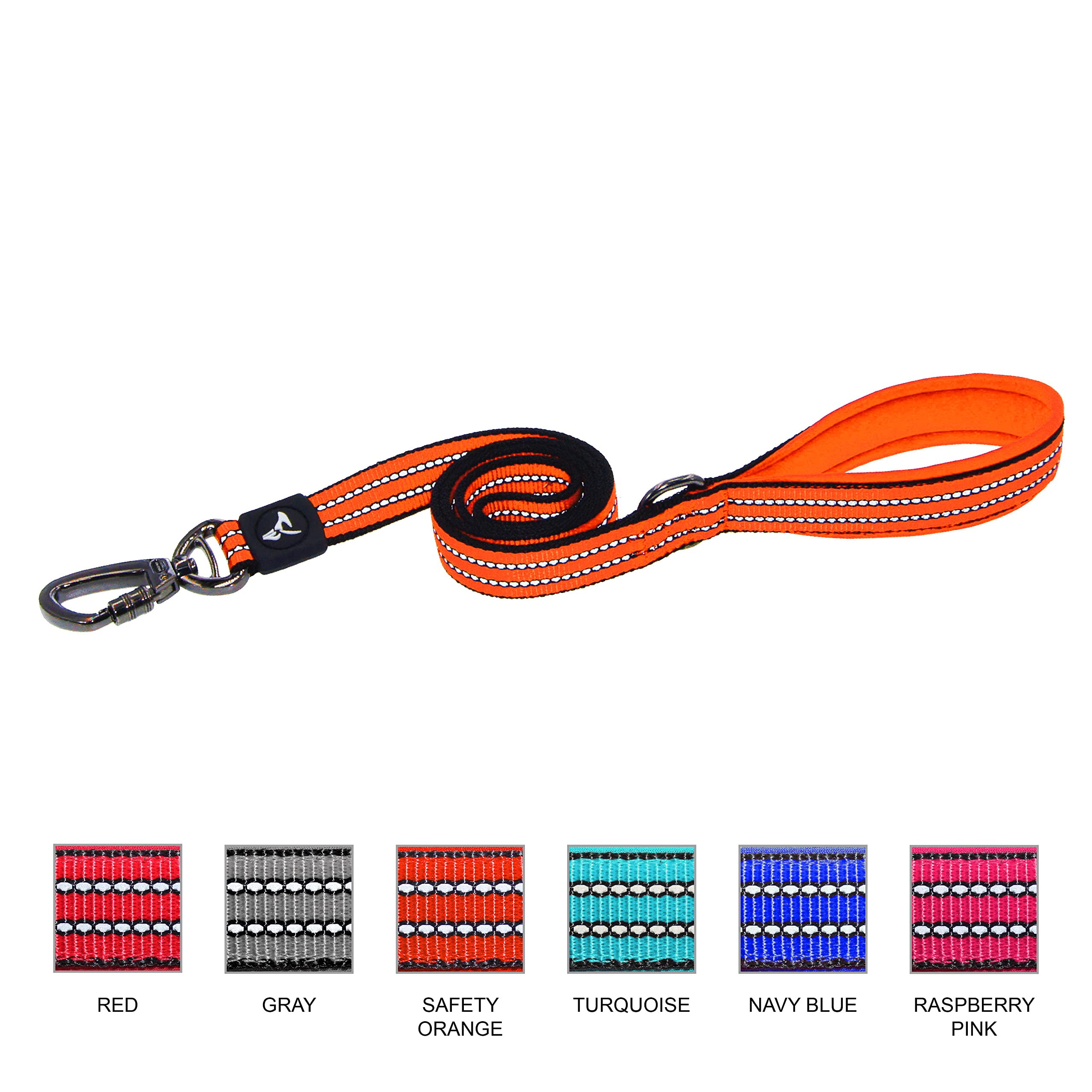 Kruz Pet 4' Long Reflective Heavy Duty Click Lock Hook Leash Strong, Secure Nylon Safety Lead With Locking Carabiner Clip - Pet