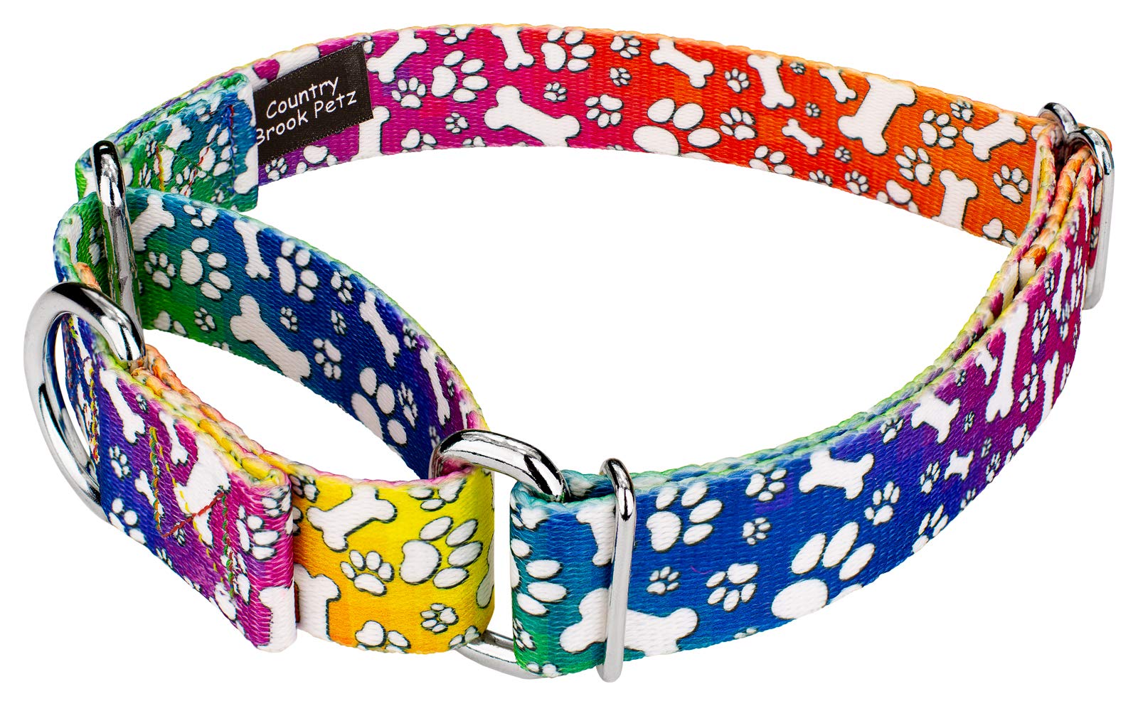 Country Brook Petz - Trippy Doggo Martingale Dog Collar - Groovy Collection Featuring Far Out Designs (1 Inch, Medium)