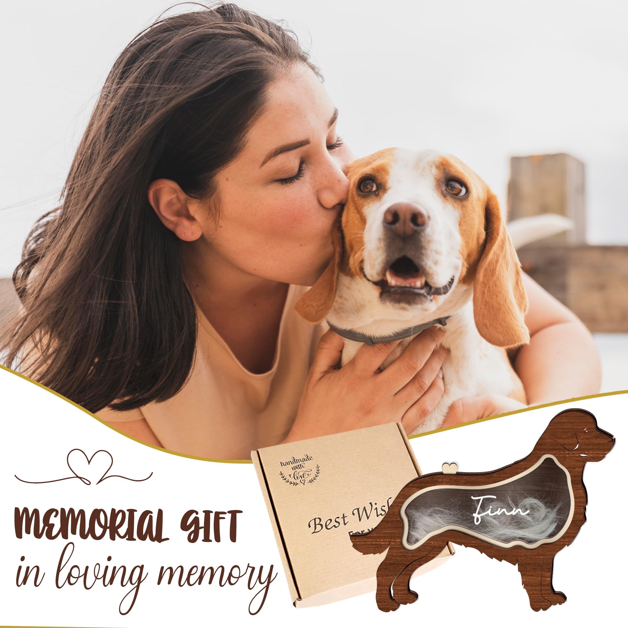 Golden Retriever Dog Hair Keepsake Box Wooden Pet Fur Gifts For Dog Cat Unique Dog Shape Standable Tabletop Decor Dog Memorial G