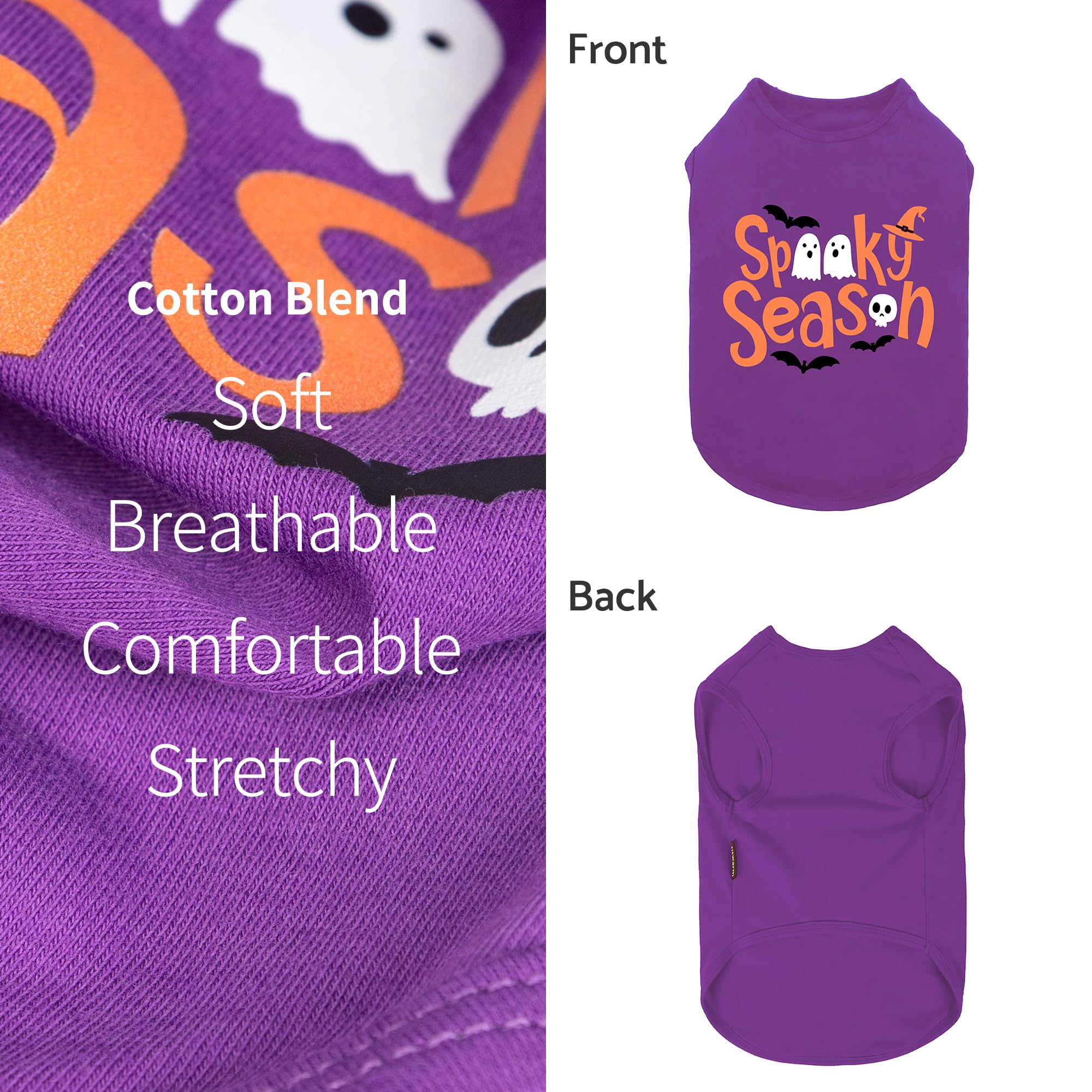 Fitwarm Halloween Spooky Season Dog Shirt, Funny Dog Clothes For Small Dogs Boy Girl, Holiday Doggy Tank Top, Pet Outfit, Purple