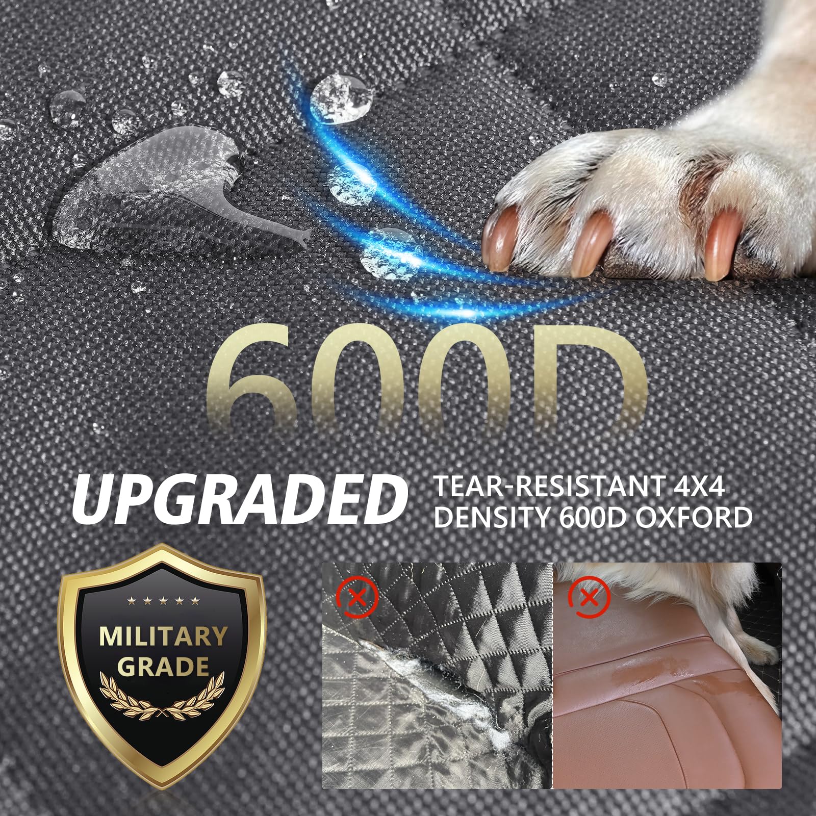 Back Seat Extender For Dogs, Hard Bottom Dog Car Seat Cover For Back Seat, Backseat Extender For Dogs Supports 420Lbs, Waterproo