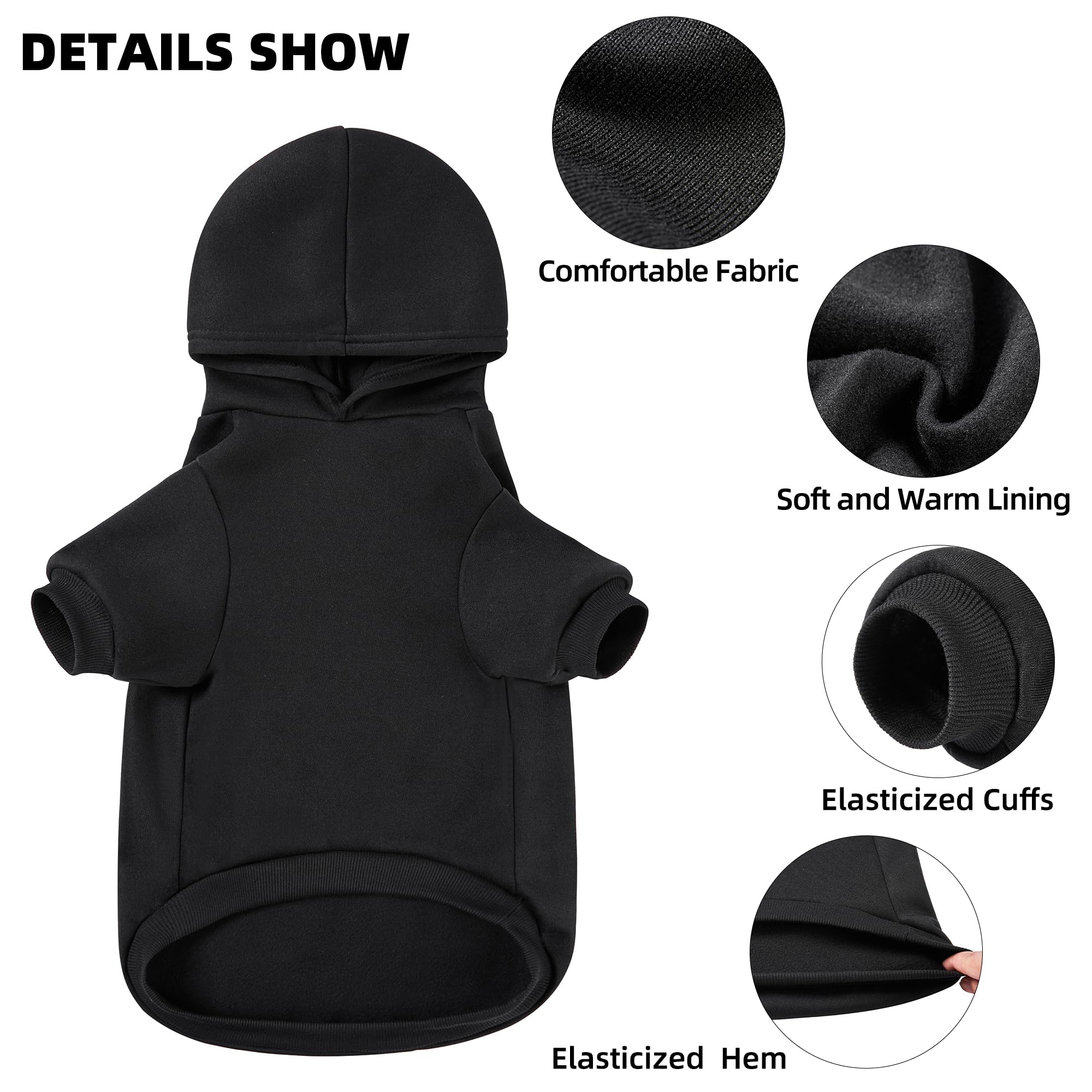 Greenjoy Dog Sweater Dog Hoodie Cold Weather Dog Coat Hooded Sweatshirt For Puppies,Cats, Small Medium Large Dogs (Small, Black