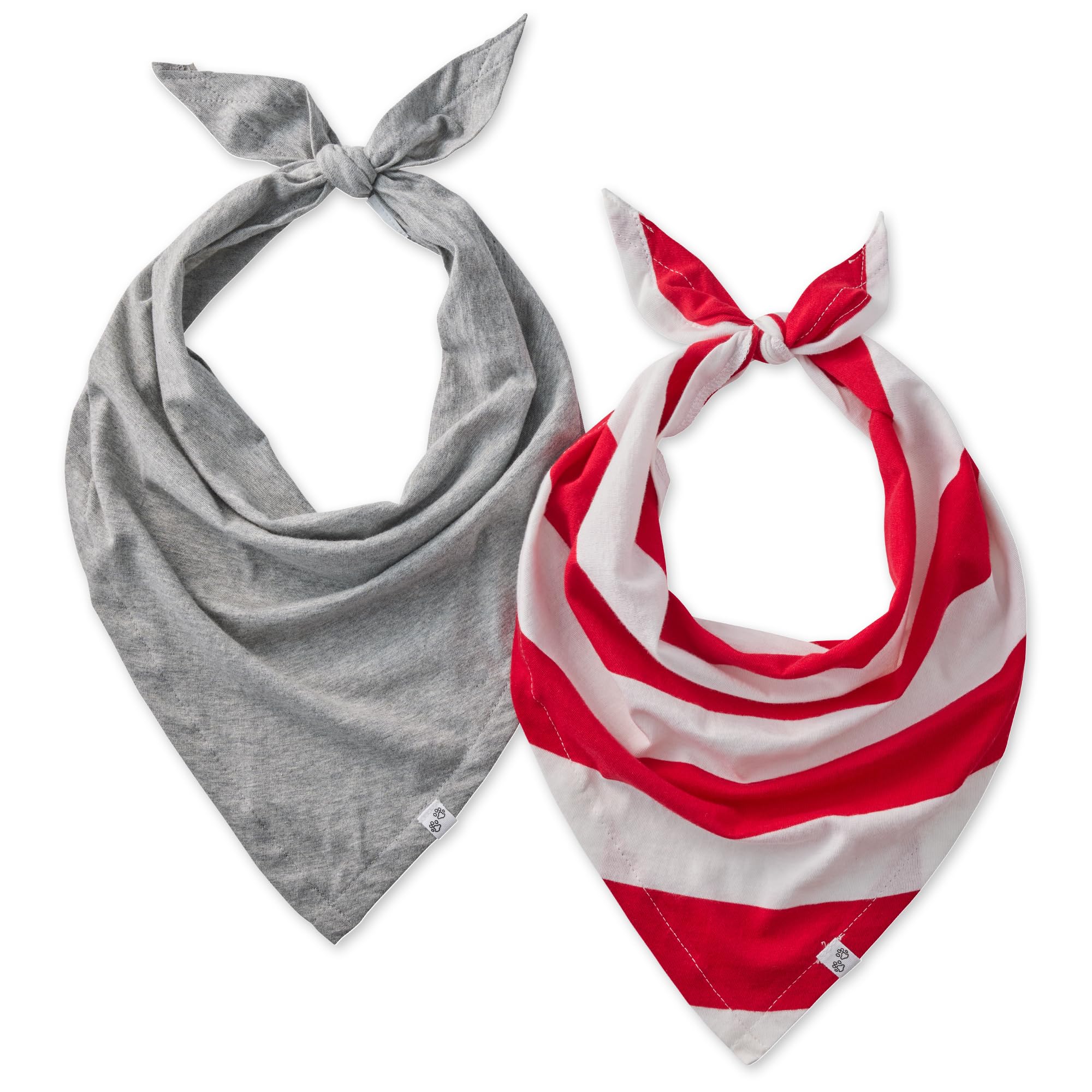 Pet Passion Multipack 100% Organic Cotton Pet Bandanas For Small, Medium And Large Dogs, Red Sold Stripe, Medium/Large