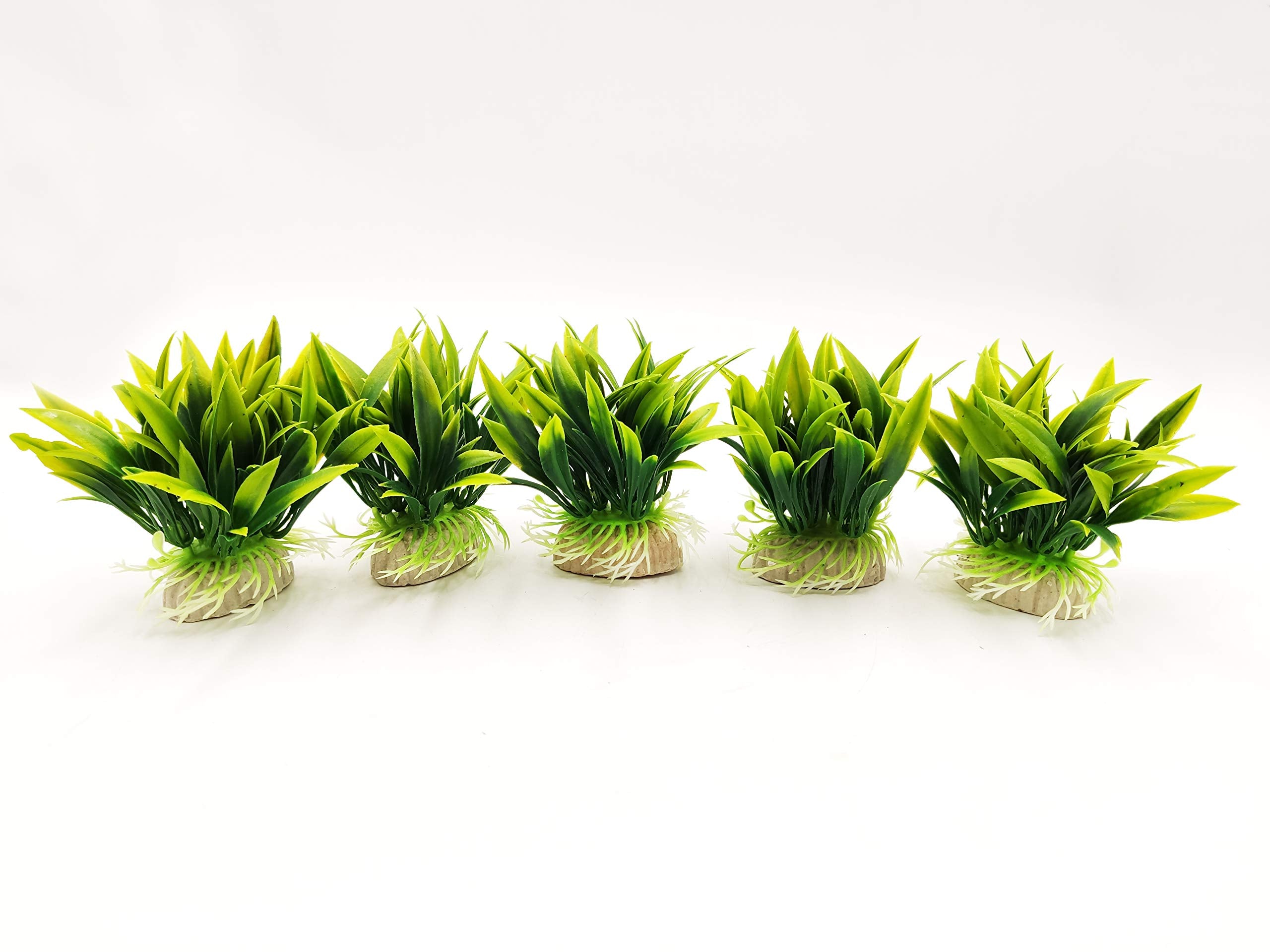 BEGONDIS 5Pcs Aquarium Decorations Fish Tank Artificial Green Water Plants Made of Soft Plastic