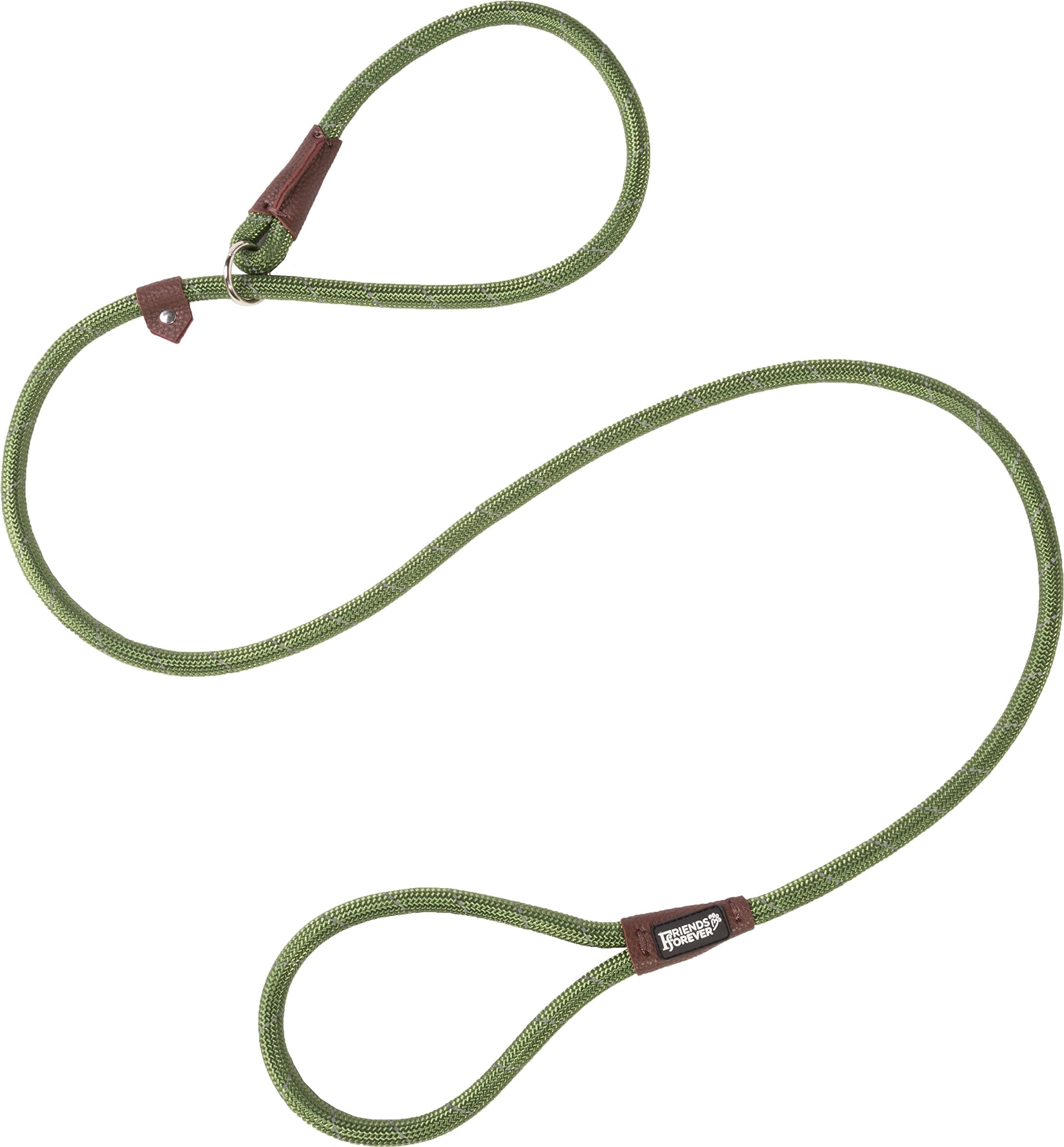 Friends Forever Dog Rope Leash - Durable, Reflective, 6ft Nylon Slip Lead for Large & Medium Pets - Olive, Model PET66-0031UPC