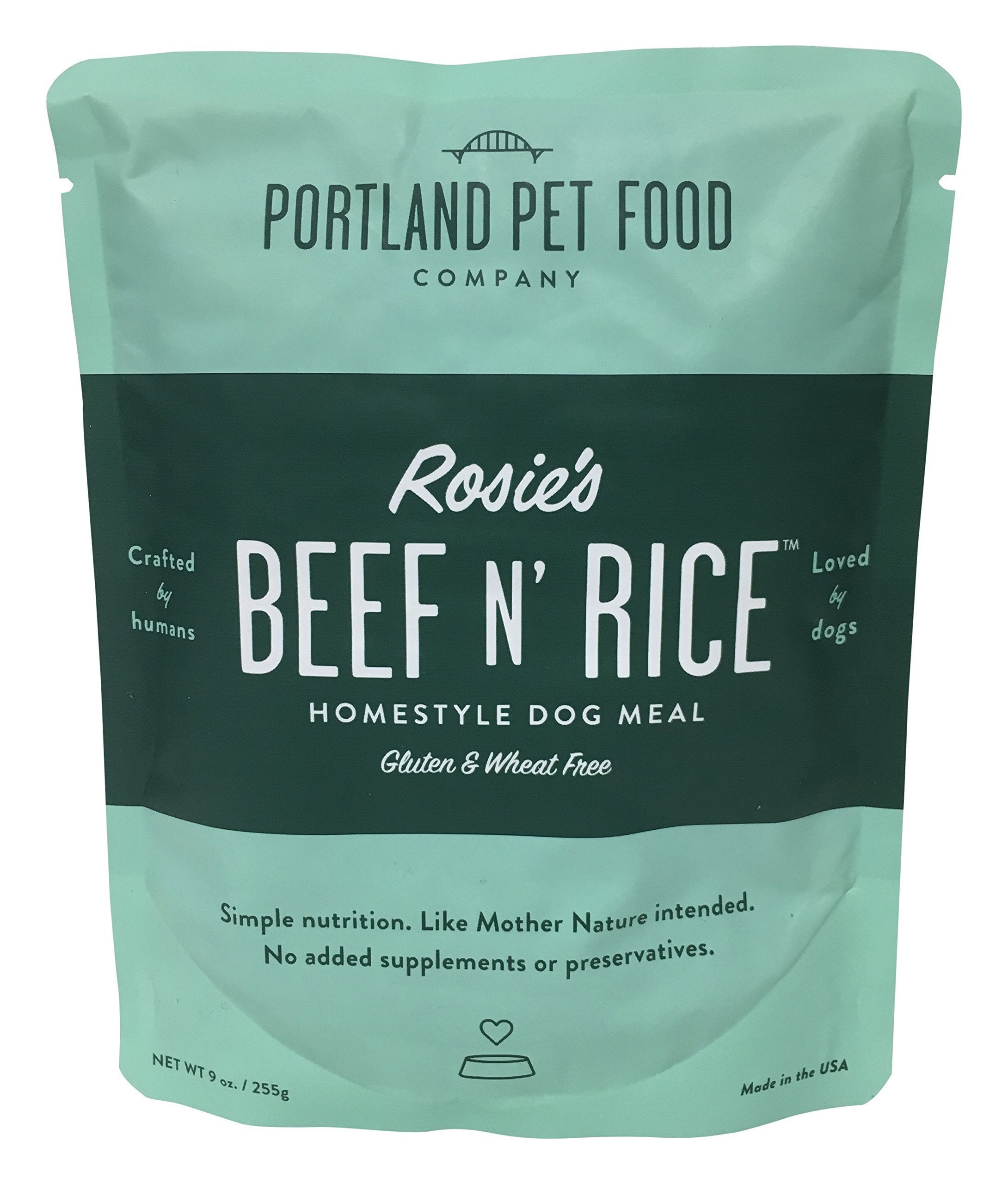 RosieS Beef N Rice Dog Pouch Meal, Homestyle, 6 Pack
