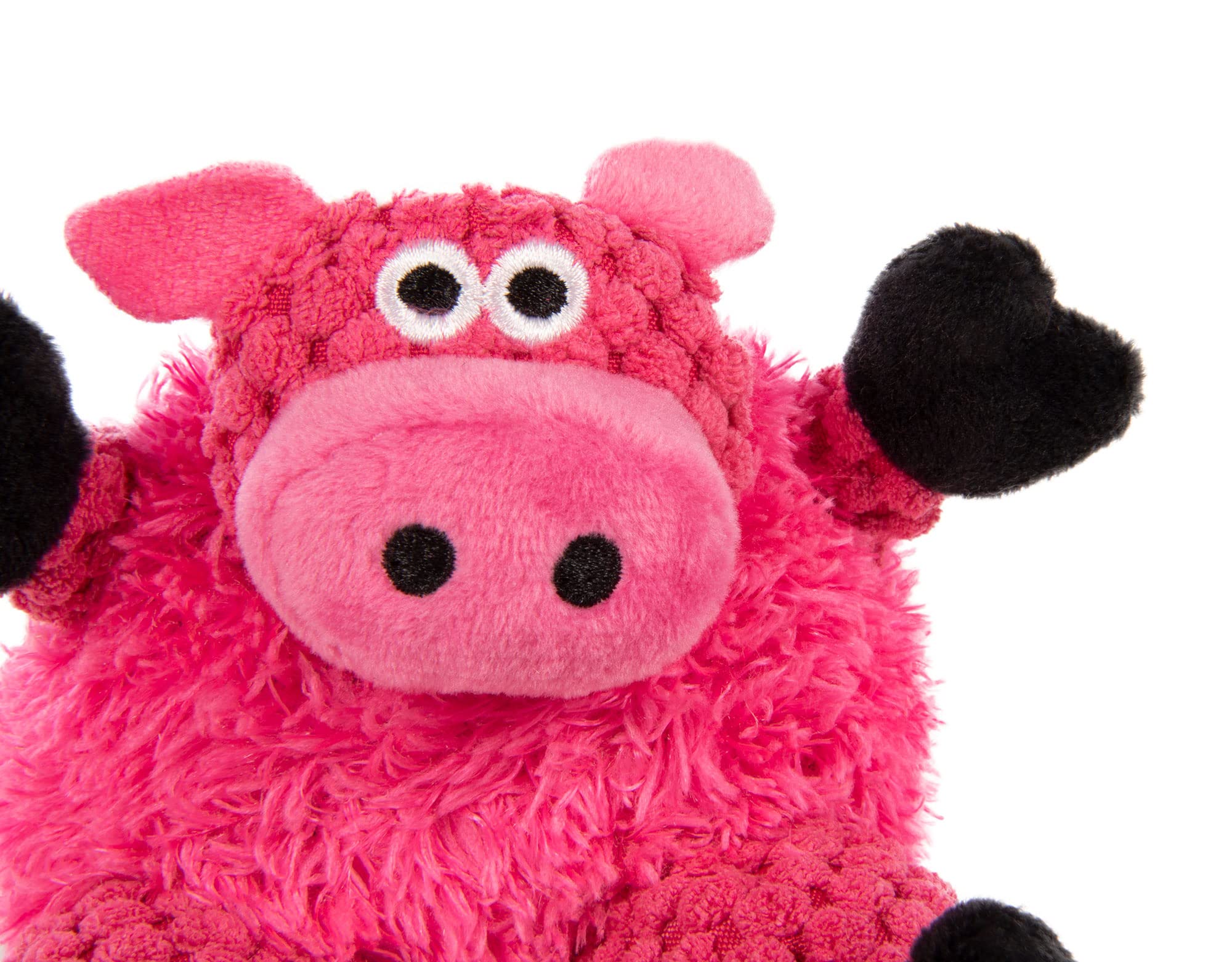 Godog Checkers Just For Me Sitting Pig Squeaky Plush Dog Toy, Chew Guard Technology - Pink, Mini