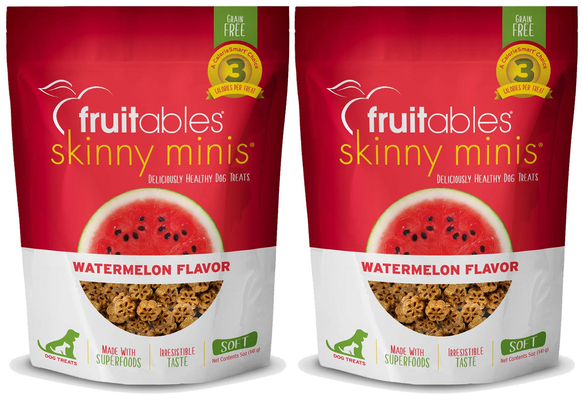 Fruitables Skinny Minis Grain Free Soft Dog Treats Watermelon Flavor (2 Pack) 5 Oz Each