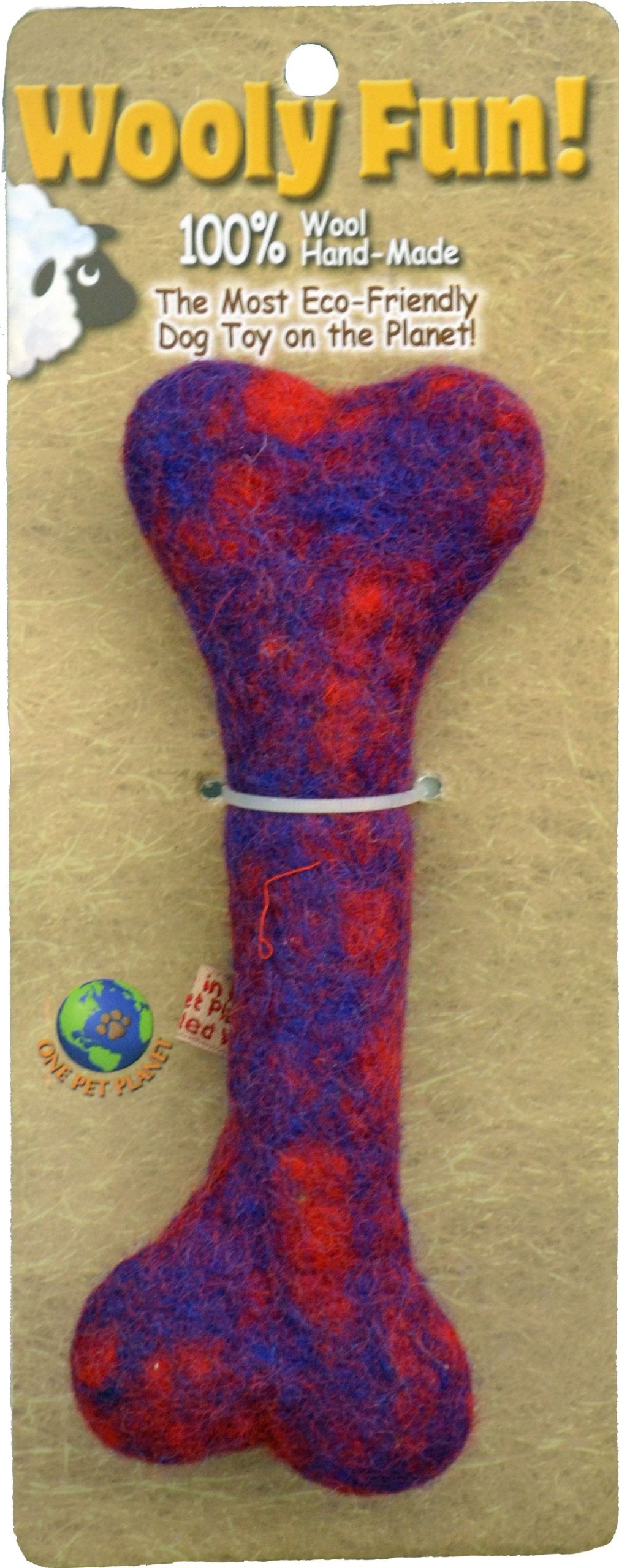 One Pet Planet Wool Dog Toy, 6.5-Inch, Red