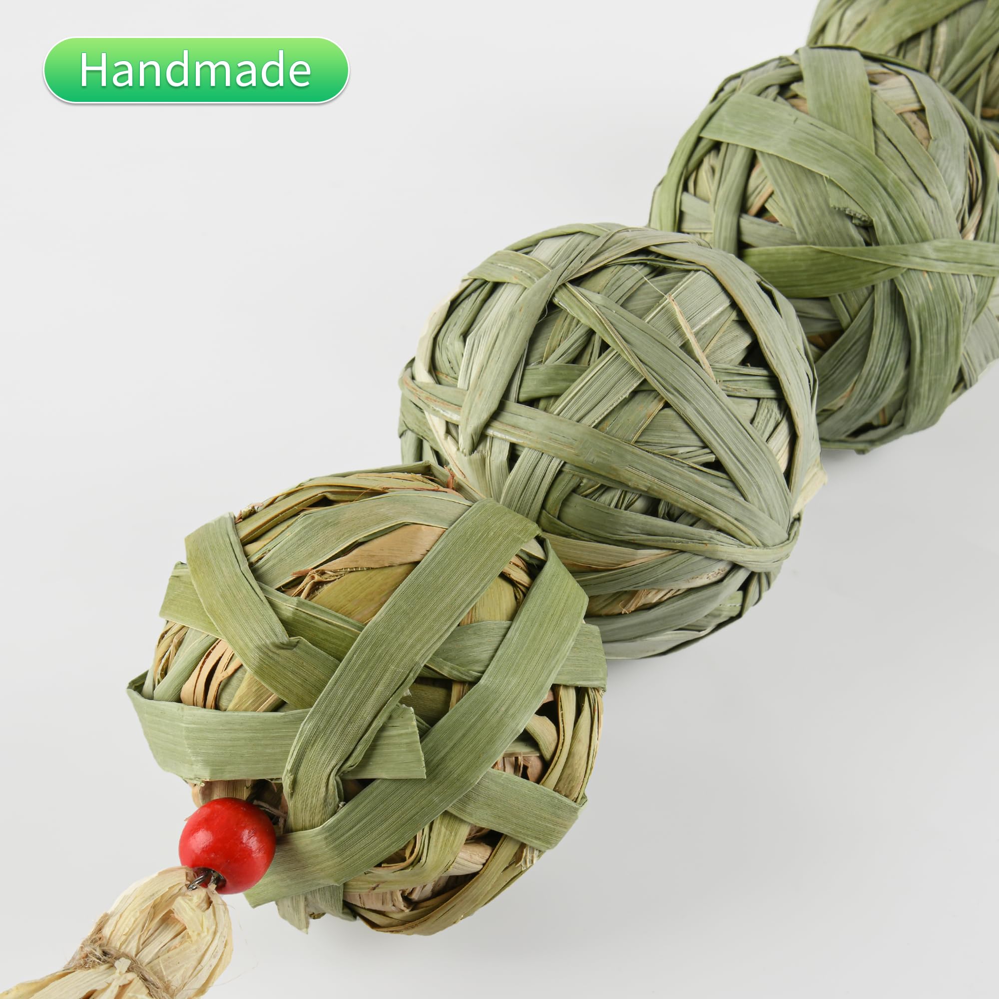 Wookiwuki Rabbit Chew Balls, Edible Woven Grass Ball Hay Small Animals Play Balls, Chewable Teething Activity Toy For Chinchilla