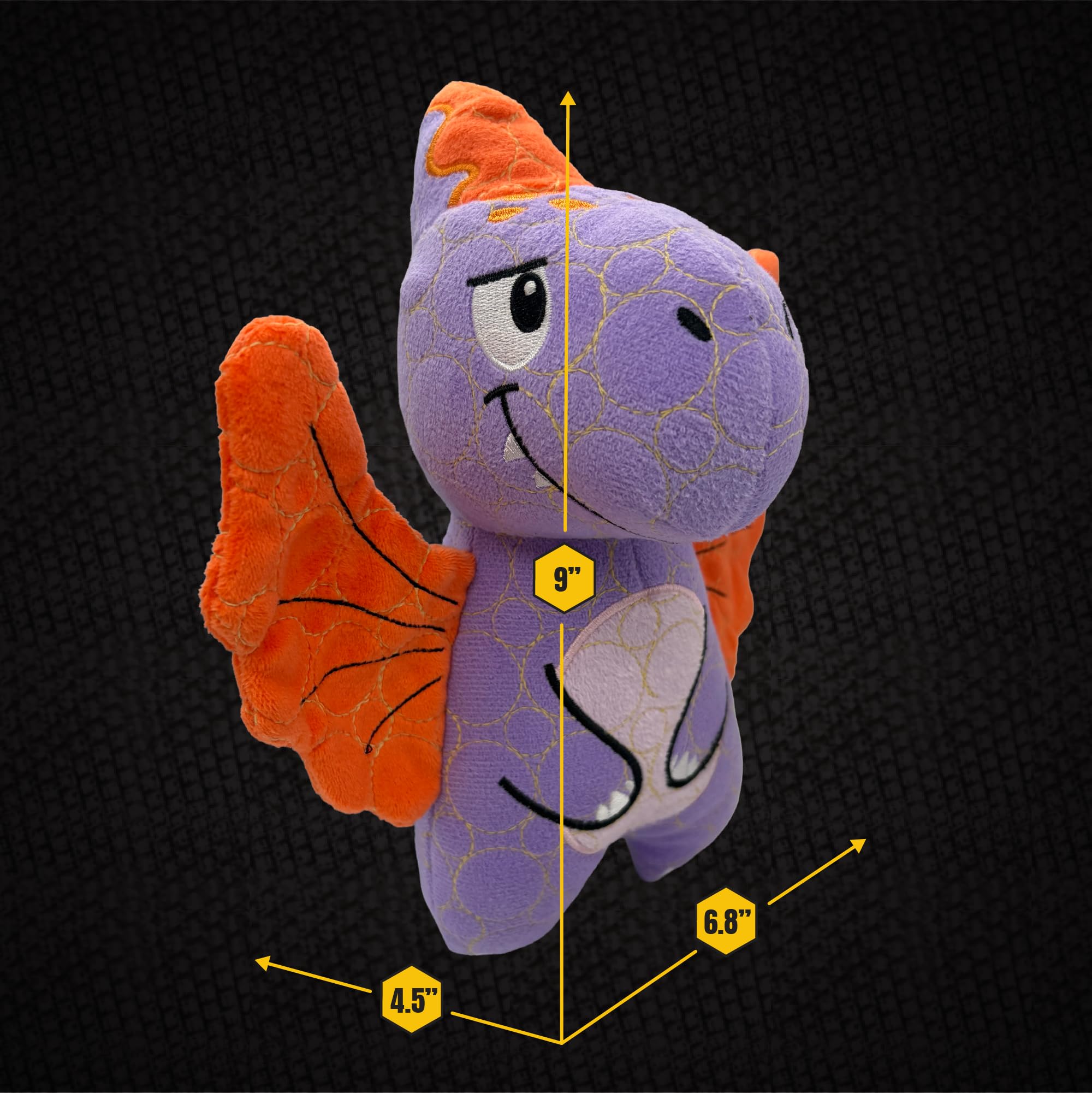 Bite Force Durable Dog Toy - Purple Dino with Squeaker, Kevlar-Reinforced for Aggressive Chewers, Model BF1140-PS