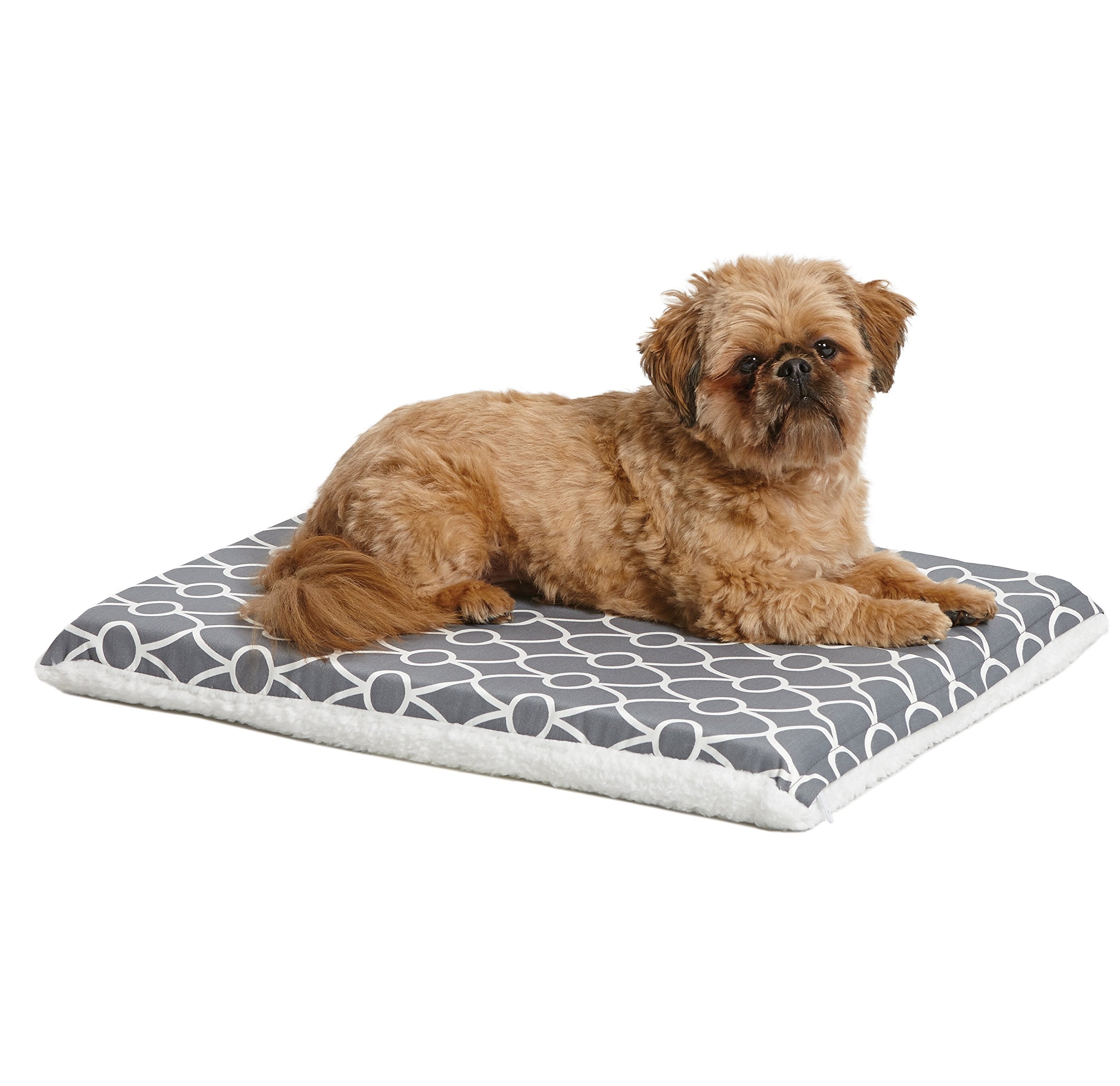 Midwest Homes For Petsquiet Time Teflon Defender Dog Beds; Pet Beds Designed To Fit Folding Metal Dog Crates, Gray & White Geometric Pattern, 24-Inch
