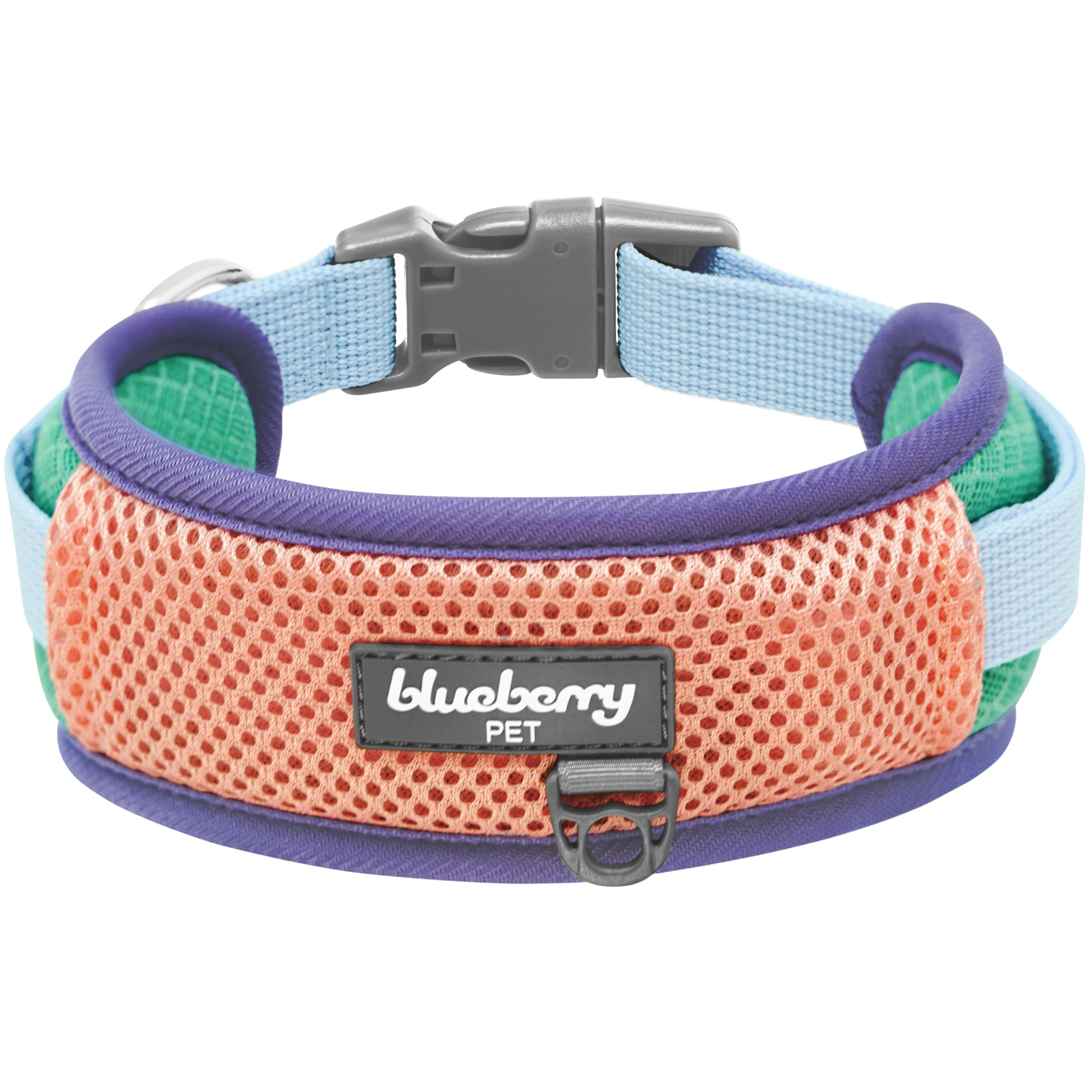 Blueberry Pet Vibrant Mesh Padded Ultra Cool Lightweight Dog Collar For Large Dogs, Mint & Coral, Neck 18''-26'', Girl Dog Colla