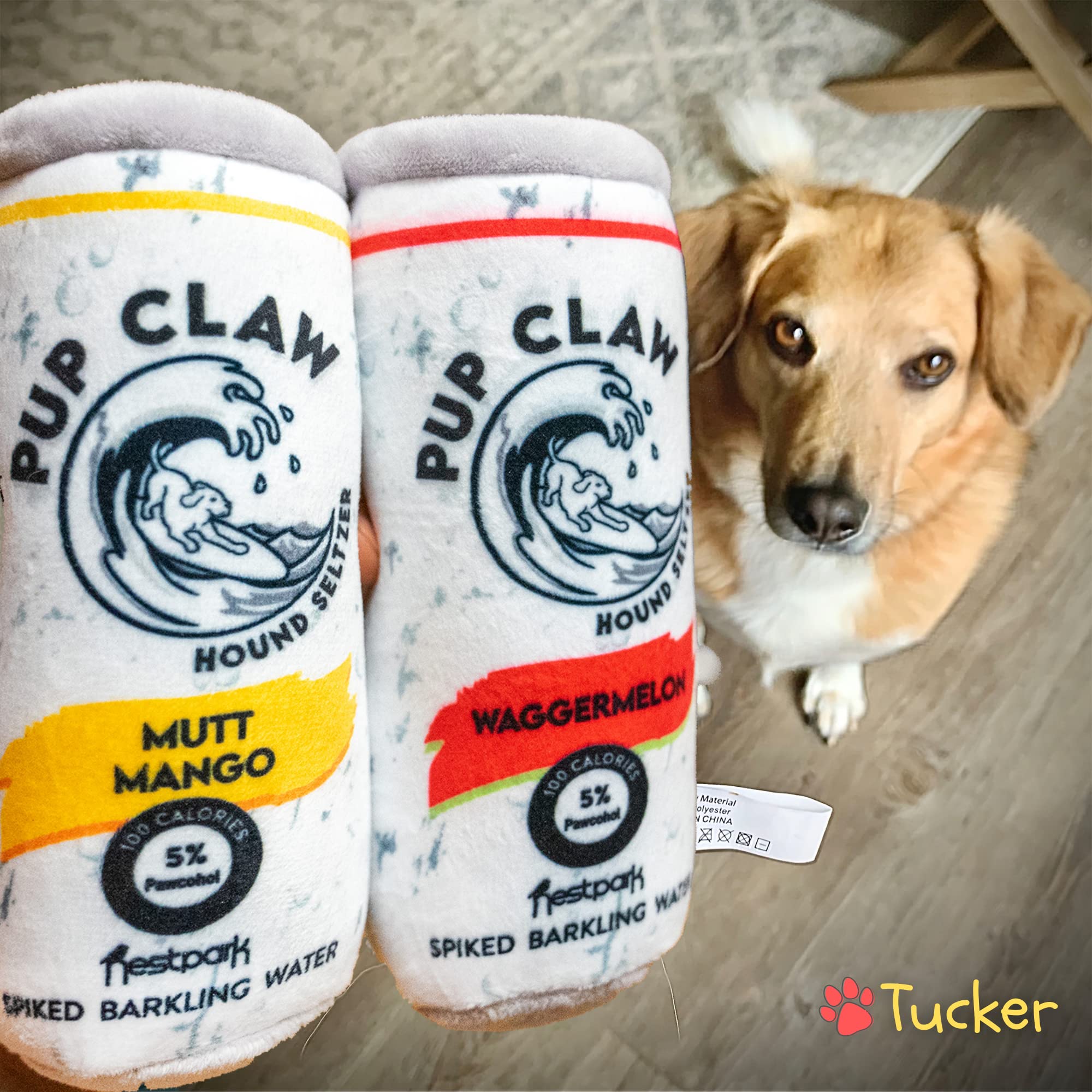 Nestpark Pup Claw Dog Toys - Funny Cute Plush Dog Toys With Squeaker - Parody (2 Pack) (Tropical Pack)