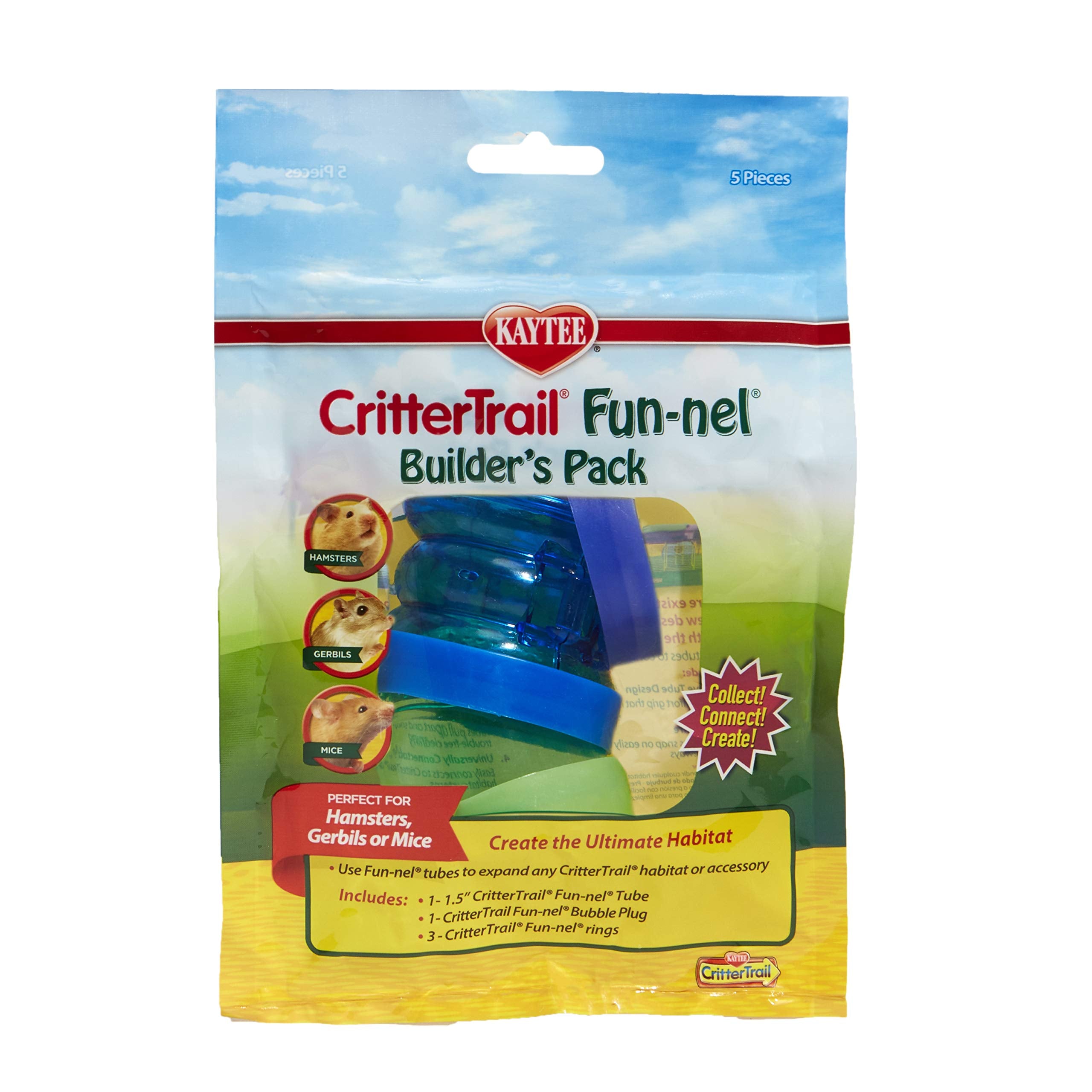Kaytee CritterTrail Fun-nel Builders Pack Small Animal Habitat Tubes, Multicolor, Plastic, Model 100533400