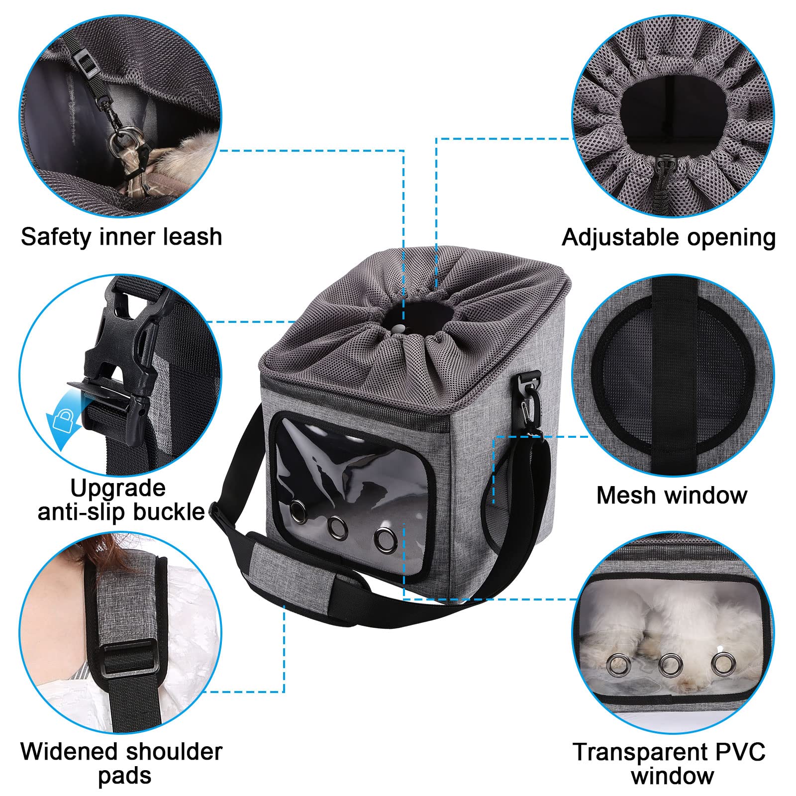 Ownpets Dog Bike Basket Foldable Pet Carrier, Dog Car Booster Seat With Mesh Windows, Adjustable Shoulder Bag Portable Breathable Bicycle Basket Bag For Dogs And Cats