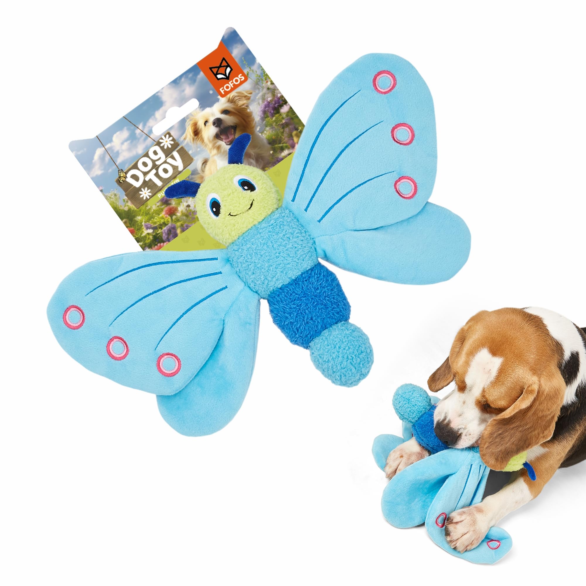 BarkButler x Fofos Jumbo Butterfly Plush  SuperSized Soft & Squeaky Toys for Dogs, Dog Toys for Medium Dogs (020kgs)  Blue