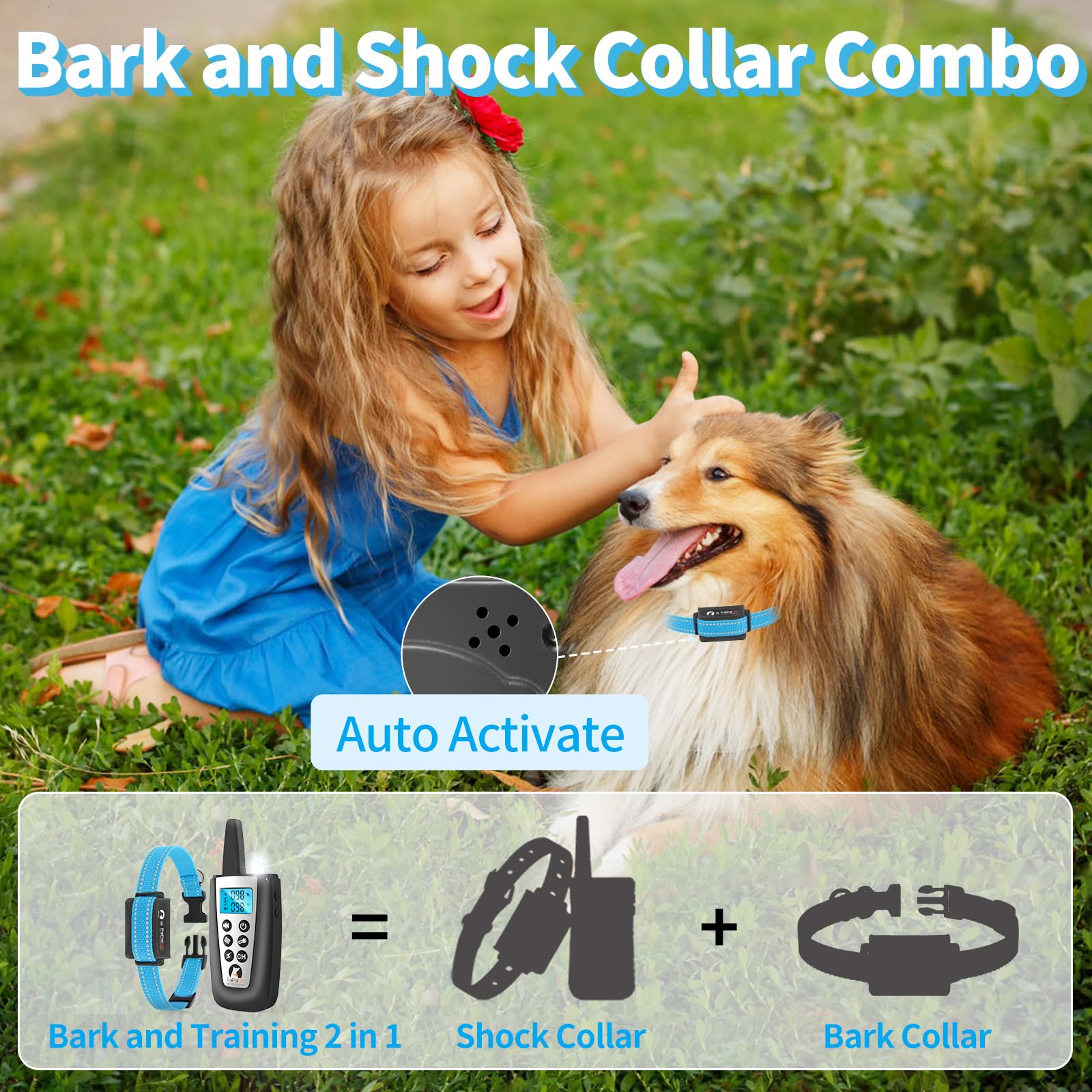 Paipaitek Dog Bark Collar With Remote 3300Ft Range - Automatic Bark Activated Shock Collar For Small Medium Large Dog With 5 Adj