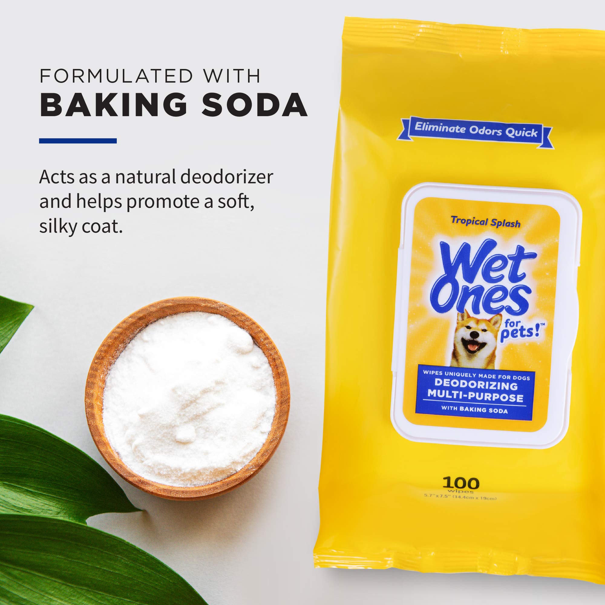 Wet Ones For Pets Deodorizing Multi-Purpose Dog Wipes With Baking Soda, 100 Ct - 12 Pack | Dog Deodorizing Wipes For All Dogs In