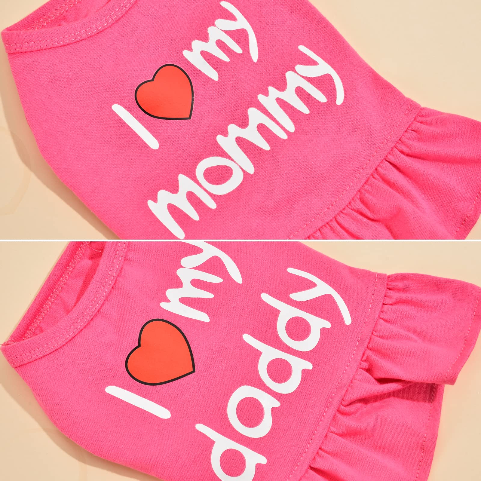 Dog Dress Small Dog Dresses Tutu Princess Puppy Clothes For Small Dog Girl Chihuahua Yorkie Pet Cat I Love My Mommy Daddy Dog Clothing Apparel,Set Of 2 (Medium, Hot Pink)