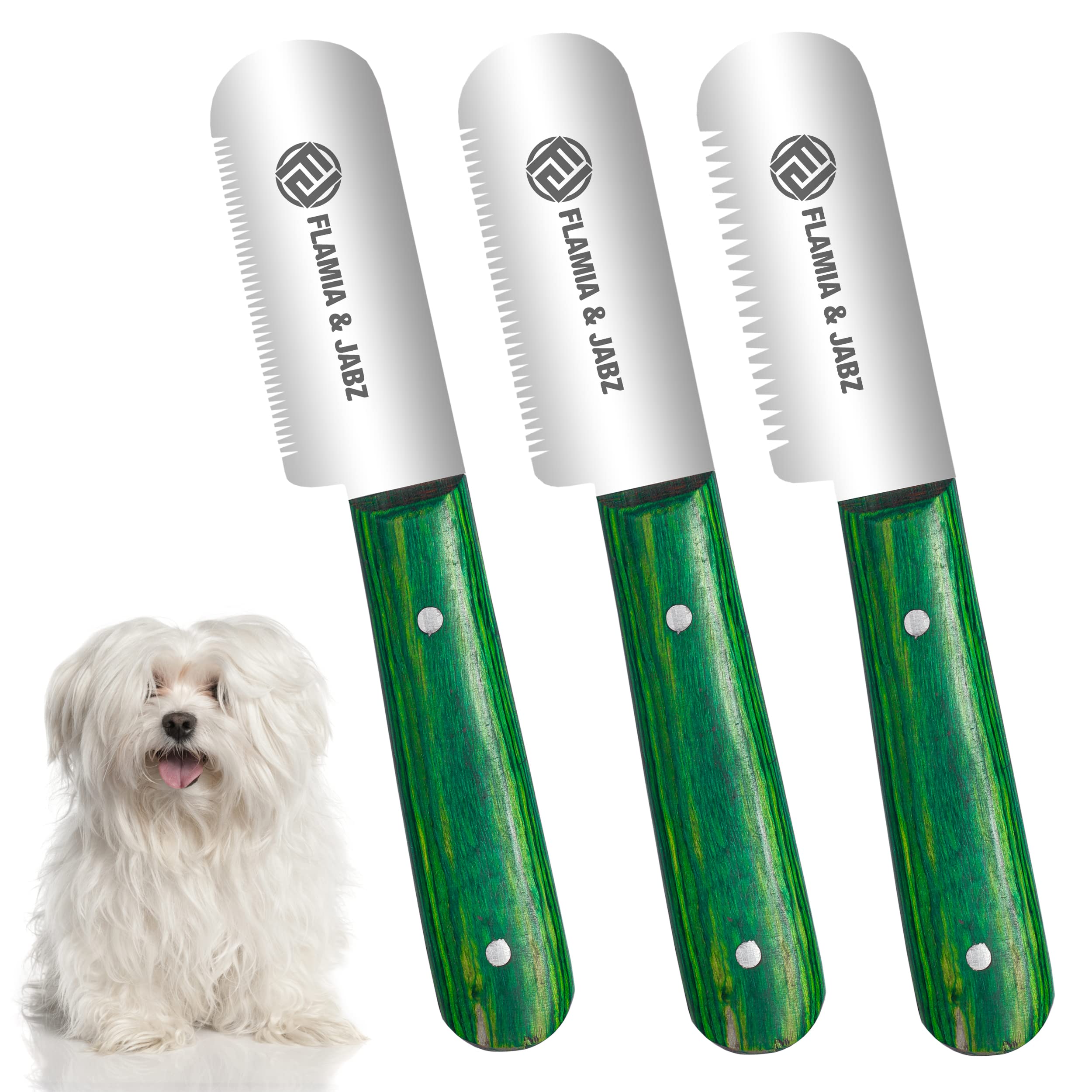 FLAMIA & JABZ FJ Professional Stripping Knife, Right handed, 3 inch blade (Stainless Steel) (3 Pack, Green)