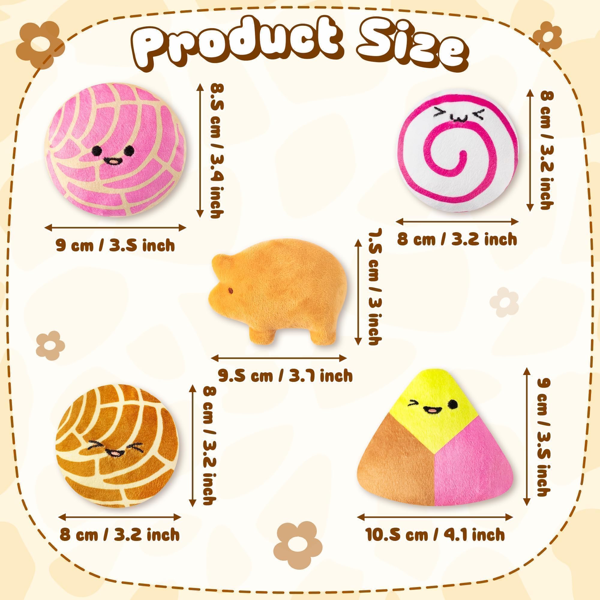 L1Rabe Mexican Catnip Stuffed Toys 5P Mexican Concha Cafecito Conchas Pan Dulce Funny Cat Toys For Cat Lovers Gifts Indoor Kitte