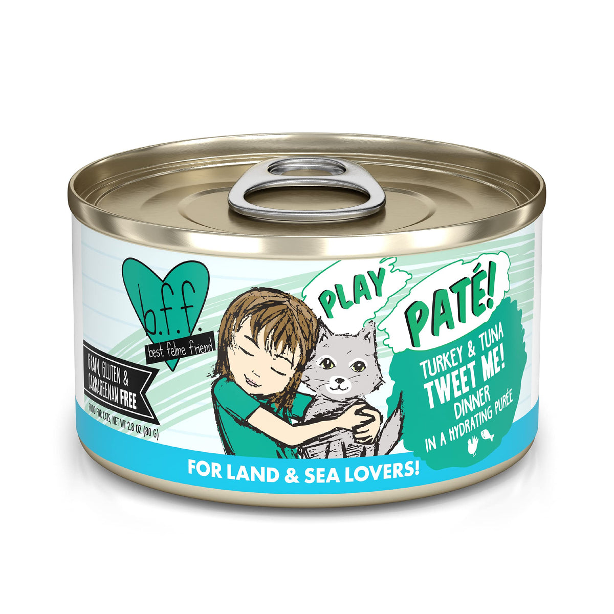 B.F.F. Play - Best Feline Friend Paté Lovers, Aw Yeah!, Turkey & Tuna Tweet Me! With Turkey & Tuna, 2.8Oz Can (Pack Of 12)