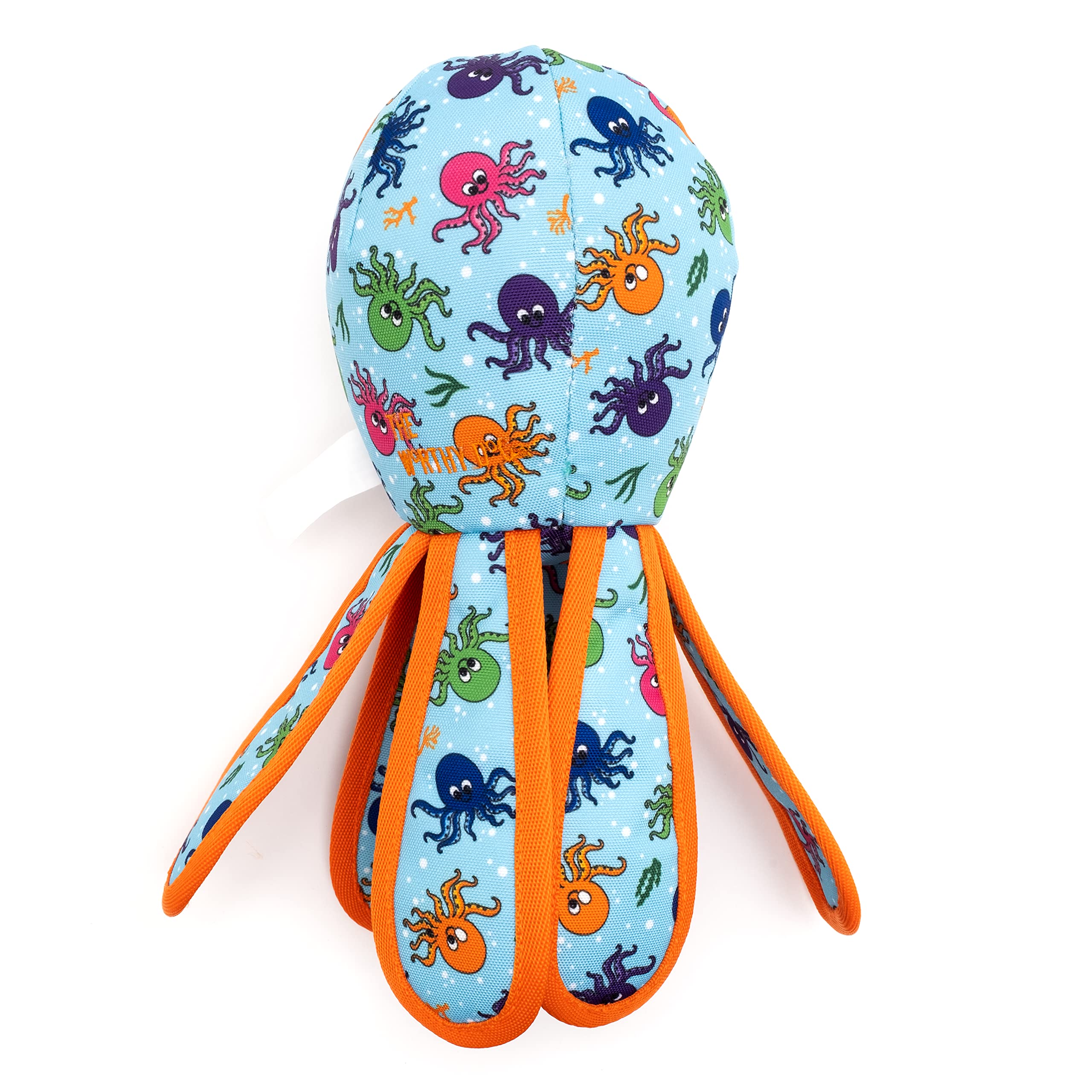 The Worthy Dog Otis Octopus Durable Strong Squeaky Dog Toy - Soft And Safe For Indoor Play, Tough Enough For Outdoor Fun - Blue