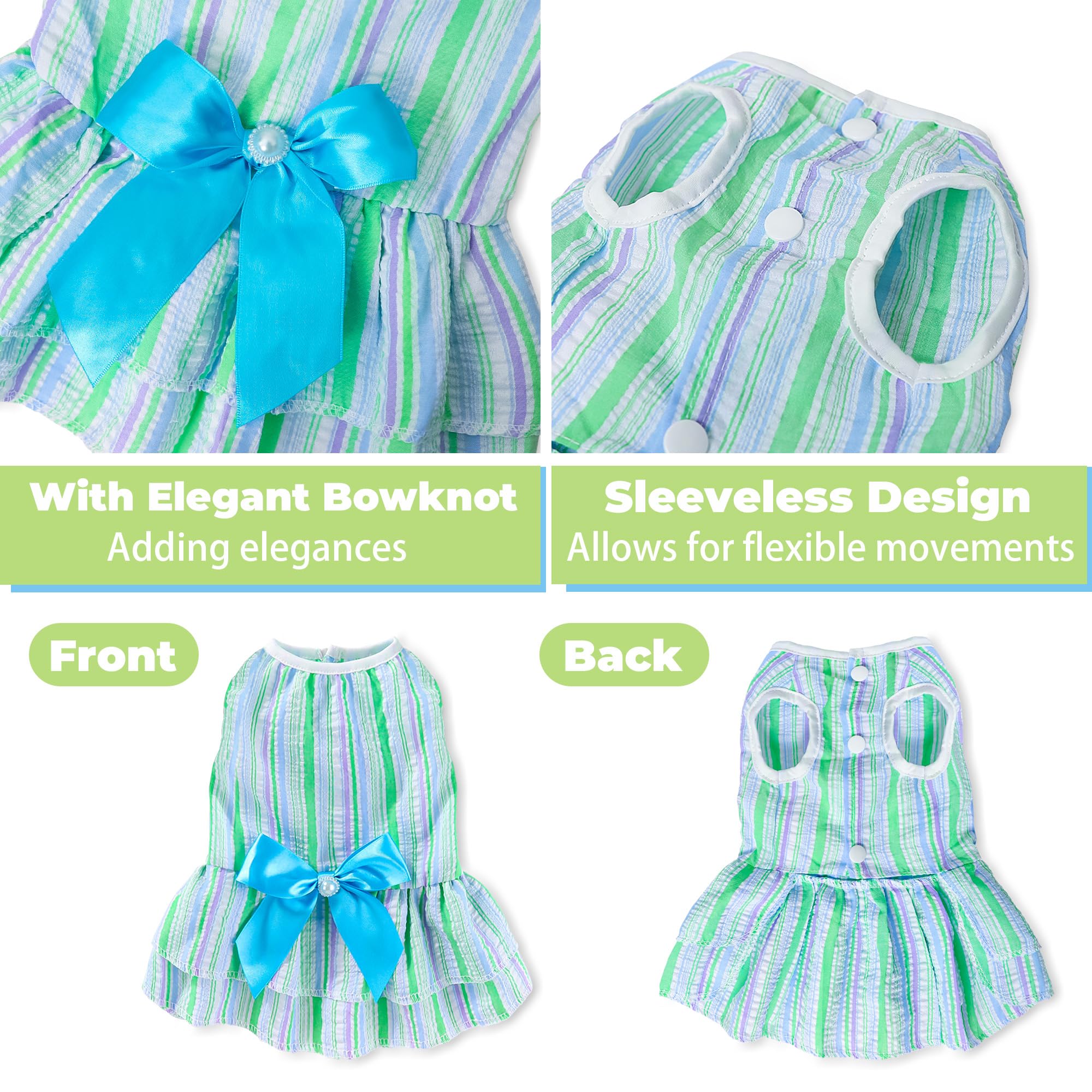 Dog Dress, Cute Pet Princess Dresses With Bright Color Design, Sweet Bowknot, Dog Clothes For Small Dogs Girl, Breathable & Ligh