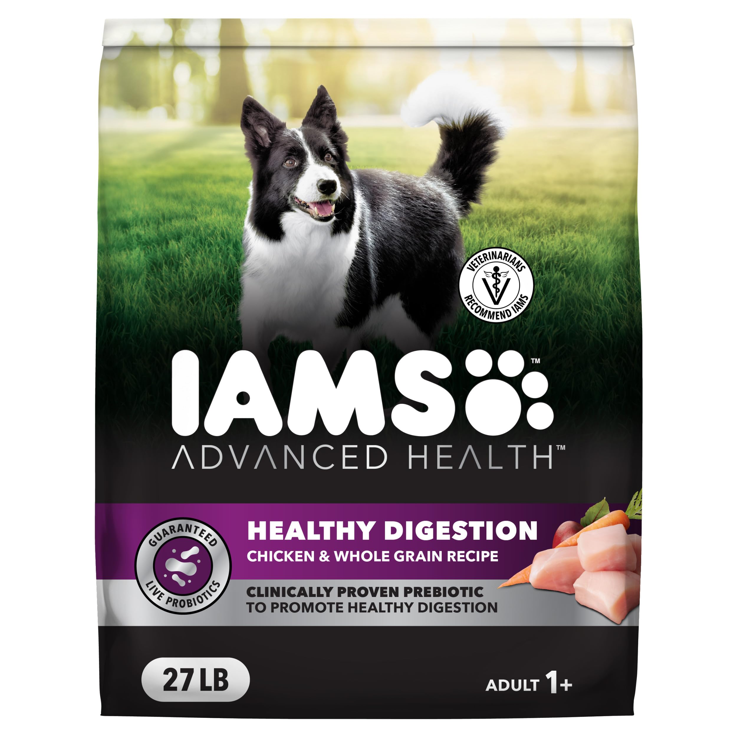 IAMS Advanced Health Adult Healthy Digestion Dry Dog Food with Real Chicken, 27 lb. Bag