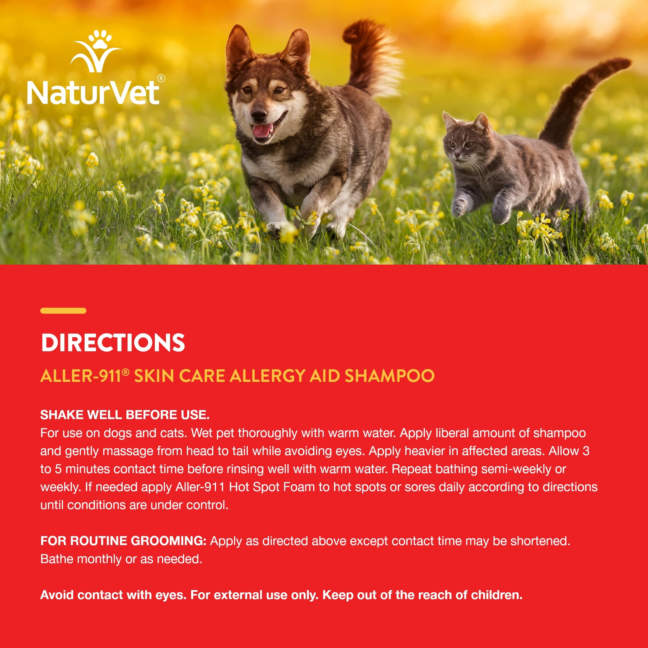 Naturvet Aller-911 Skin Care Allergy Aid Pet Shampoo With Aloe Vera – Pet Health Supplement Shampoo & Grooming Aid For Dermatitis, Dog Skin Allergies, Itching, Hot Spots, Cat Rashes – 16 Oz.