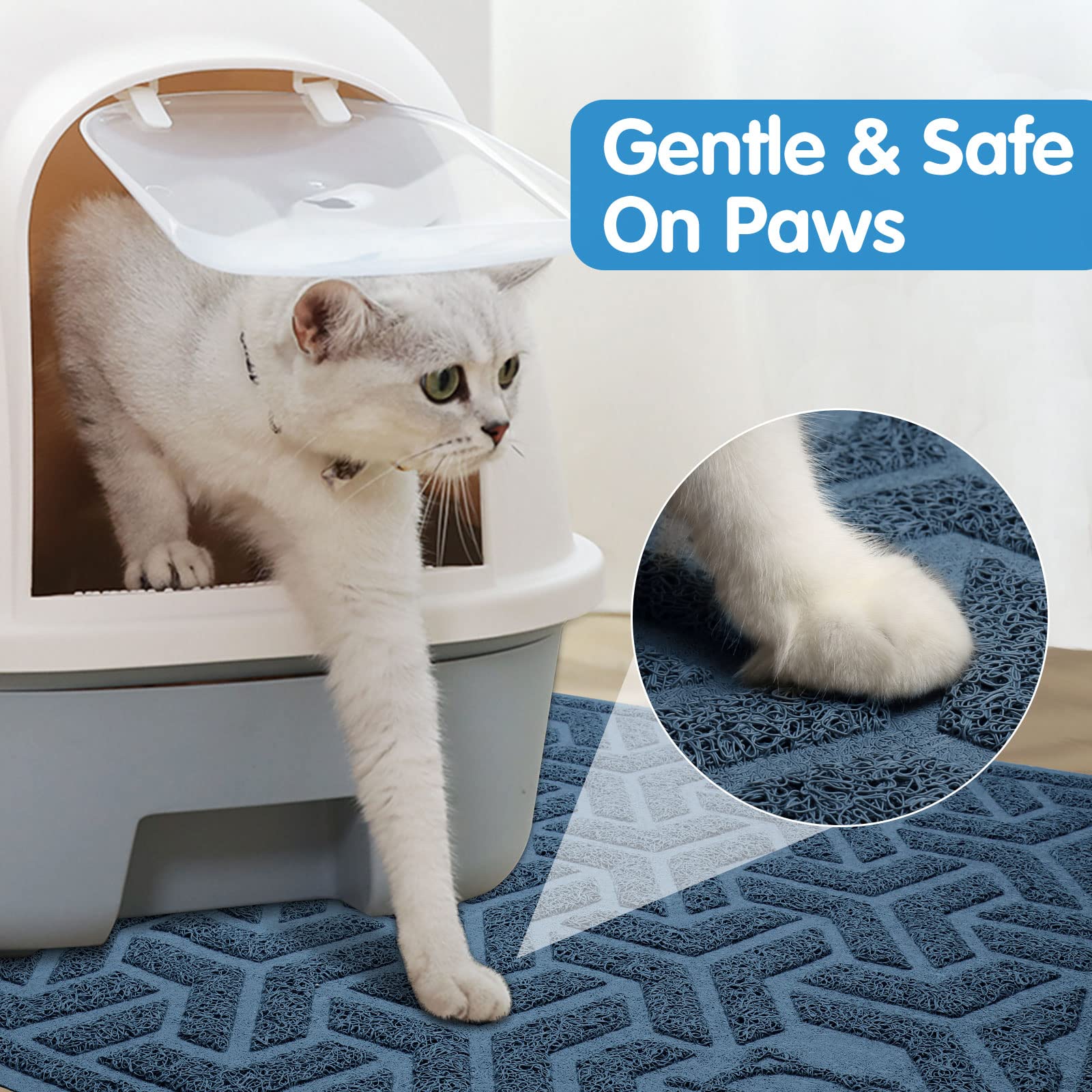 Upsky Cat Litter Mat, Litter Trapping Mat Soft On Kitty Paws, Durable Large Litter Box Mat 35'' X 24'' Scatter Control For Cat L