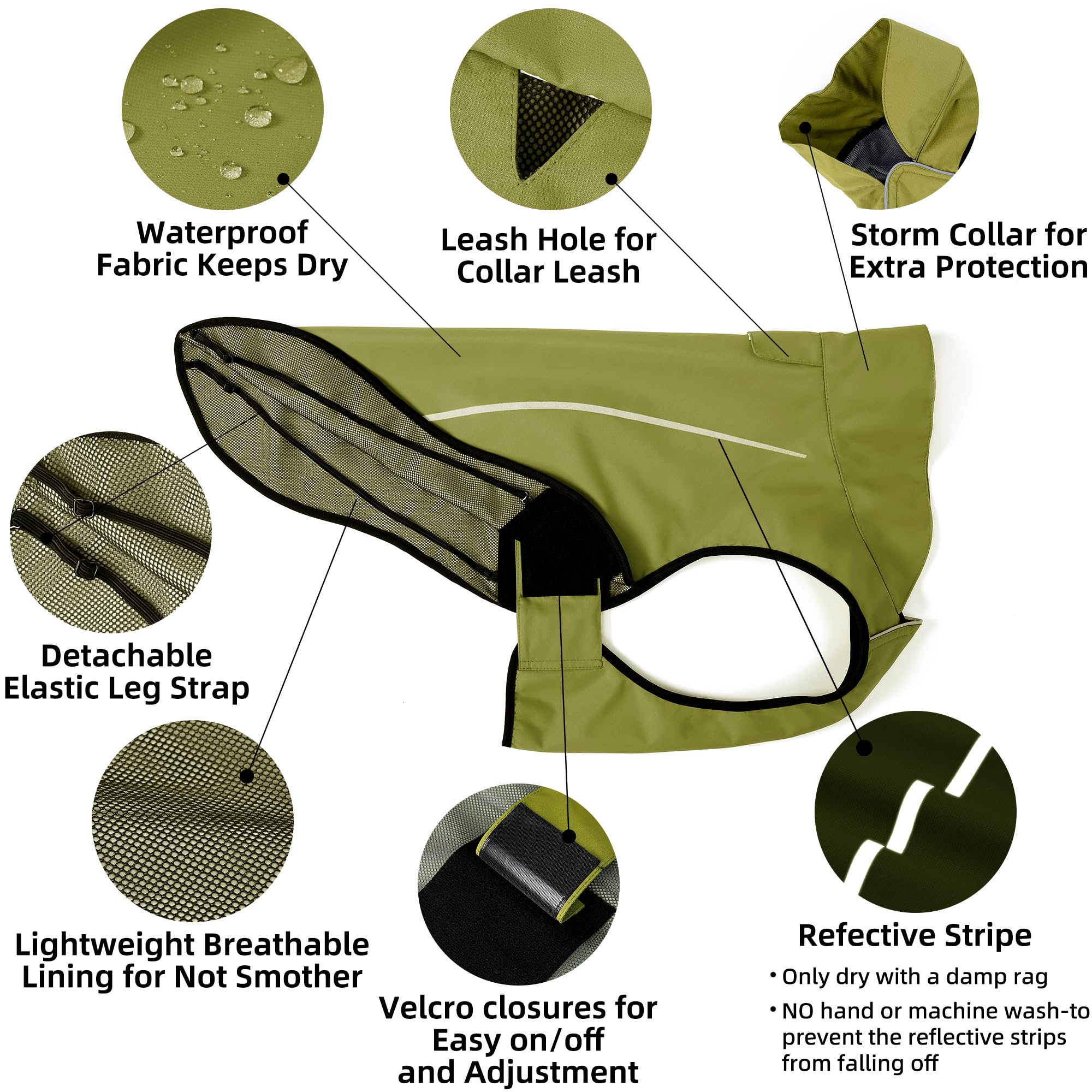 Mile High Life | Dog Raincoat | Adjustable Water Proof Pet Clothes | Lightweight Rain Jacket With Reflective Strip | Easy Step In Closure, Lime Yellow, Medium