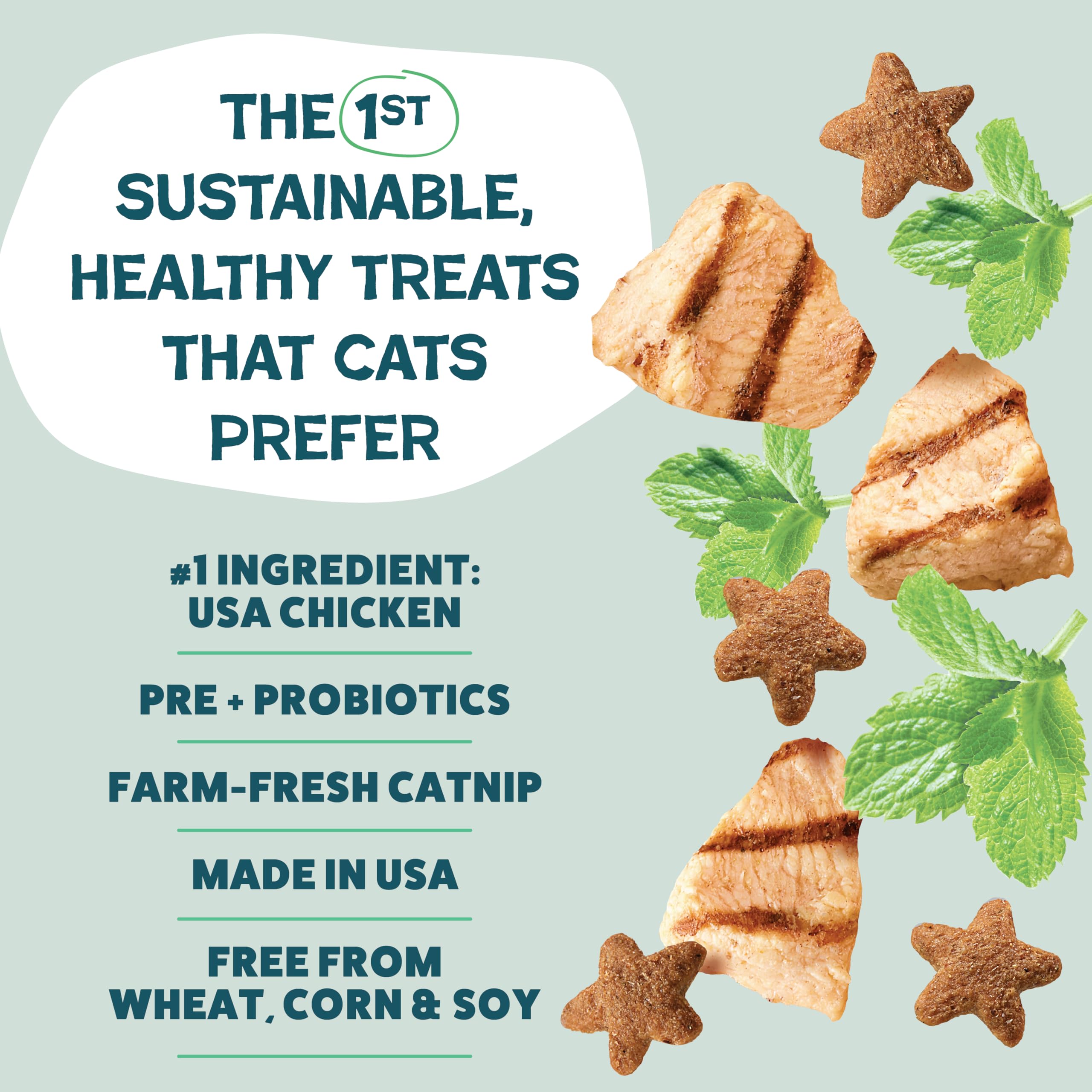 Shameless Pets Crunchy Cat Treats - Catnip Treats for Cats with Digestive Support, Kitten Treats with Real Chicken, Natural & He