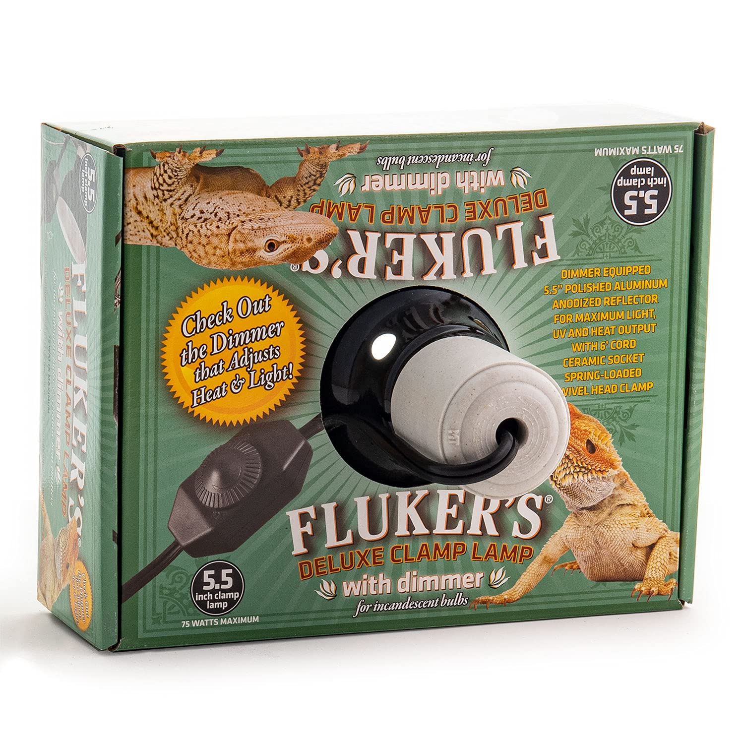 Fluker's Repta-Clamp Lamp 5.5 inch - Heavy Duty Clamp Light, Pet Heat Lamp for Reptiles, Lizards - UL/CUL Approved, 75W Incandes