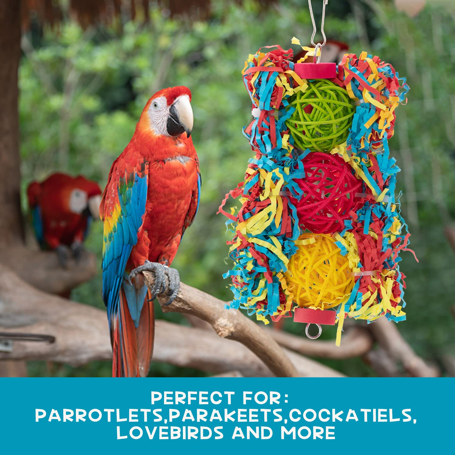 RLRICH 6 Pack Bird Colorful Chewing Toys Parrot Foraging Shredder Toys Shred Hanging Foraging Toys,Comfy Perch Parrot Toys for R