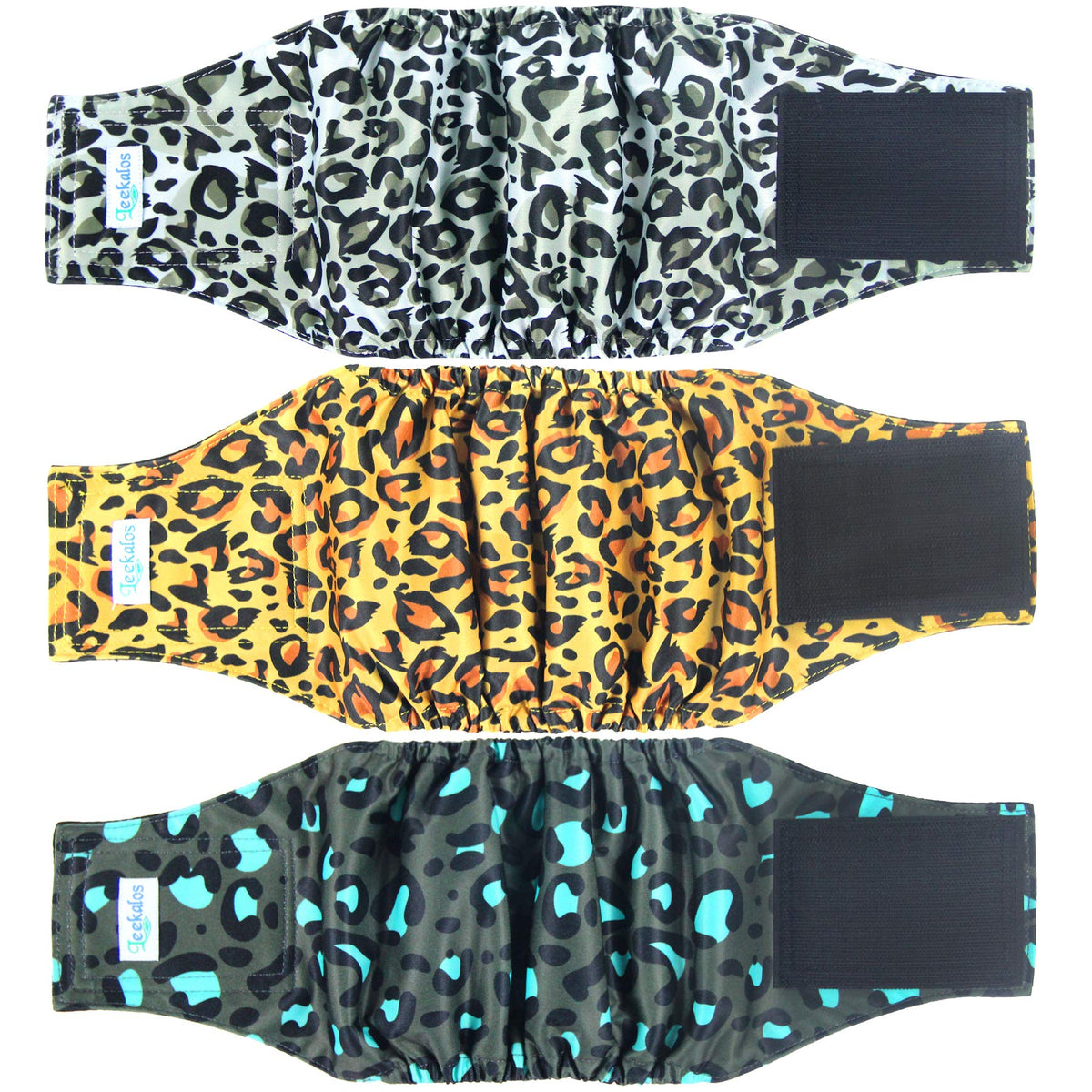 Leekalos Male Dog Diapers (3 Pack), High Absorbing Dog Belly Bands For Male Dogs, Washable Reusable Dog Male Wraps (Medium, Leopard)