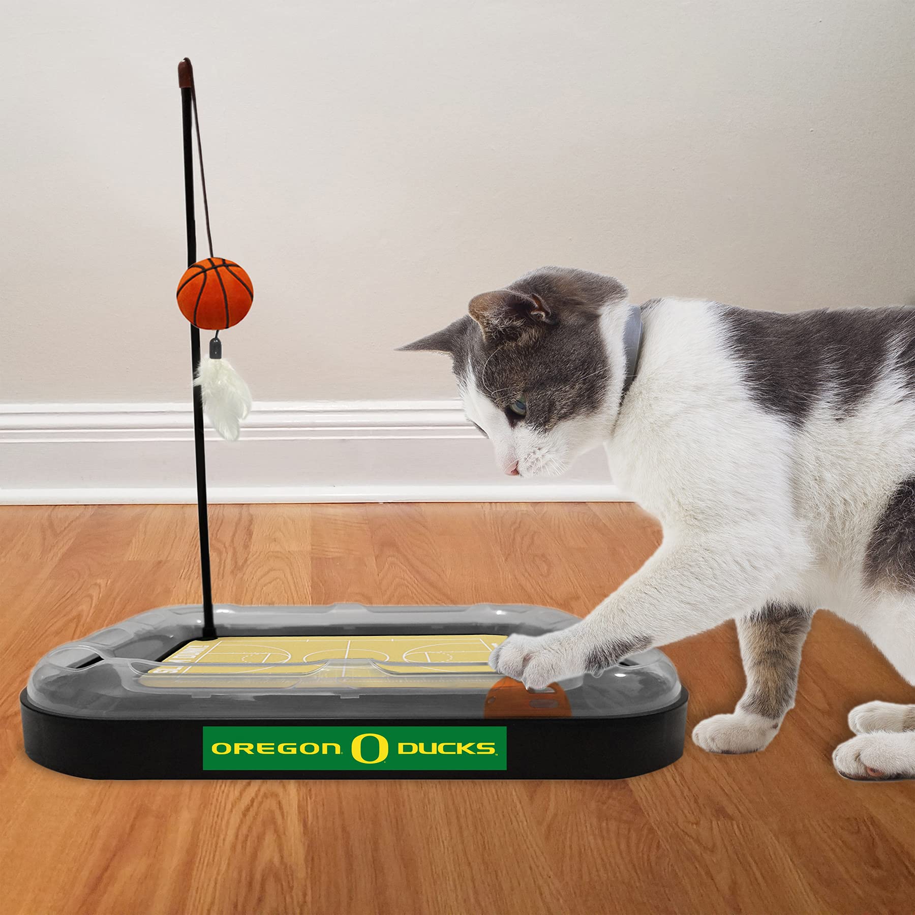 Cats Scratcher Ncaa Oregon Ducks Basketball Court Cat Scratcher Toy With Catnip Filled Plush Basketball Toy & Feather Cat Toy Ha