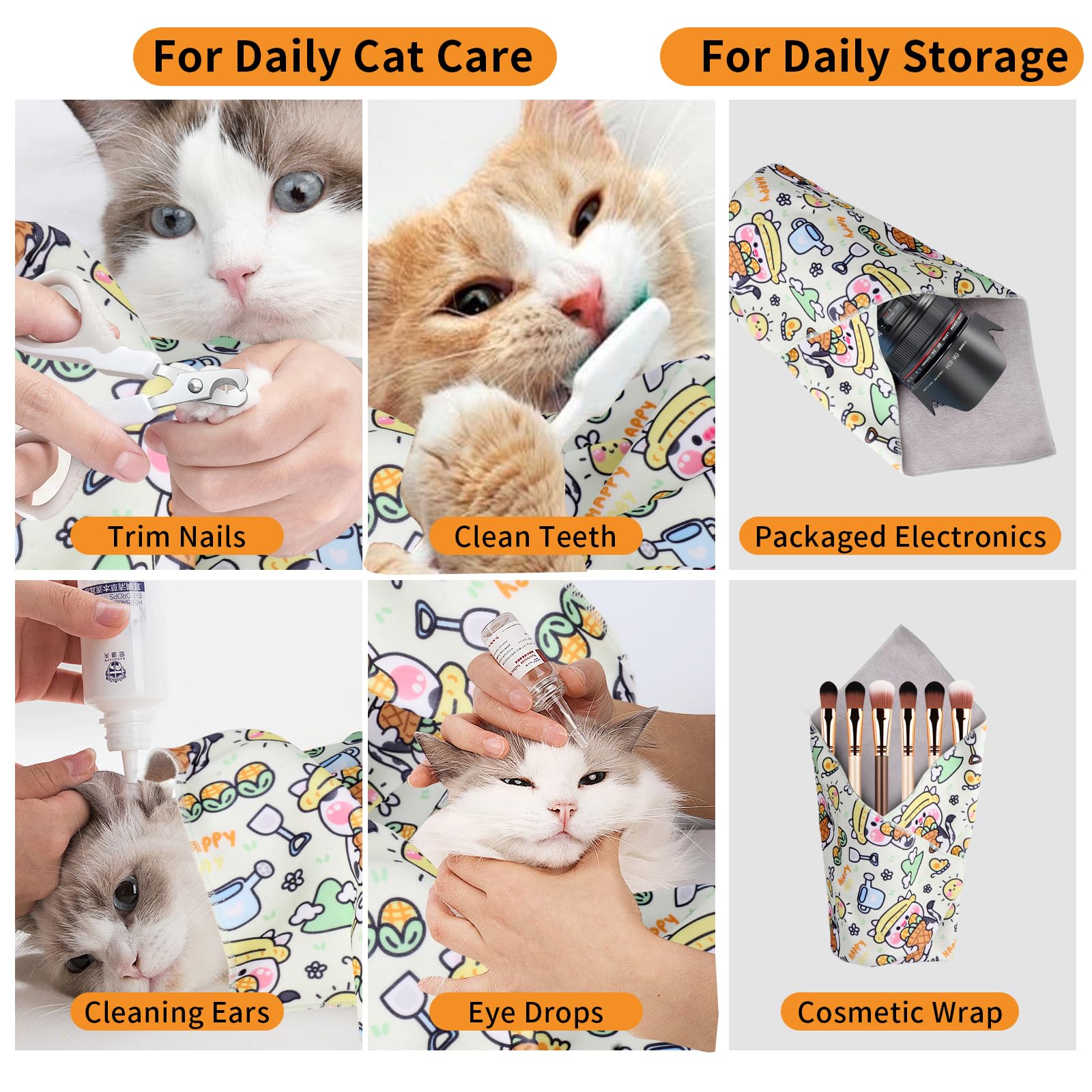 Xuyedoglsh Cat Wrap For Grooming,Cat Wrap For Cutting Nails,Self-Adherent Soft Cat Blanket,Restrain The Cat To Keep Calm,Anti-Bi