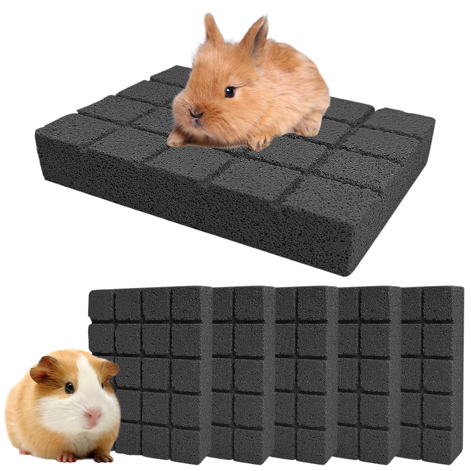 Hamiledyi 6Pcs Rabbit Scratching Pads - Bunny Lava Grinding Claw Pads For Small Animals - Hamster, Gerbil, Chinchilla, Hedgehog,