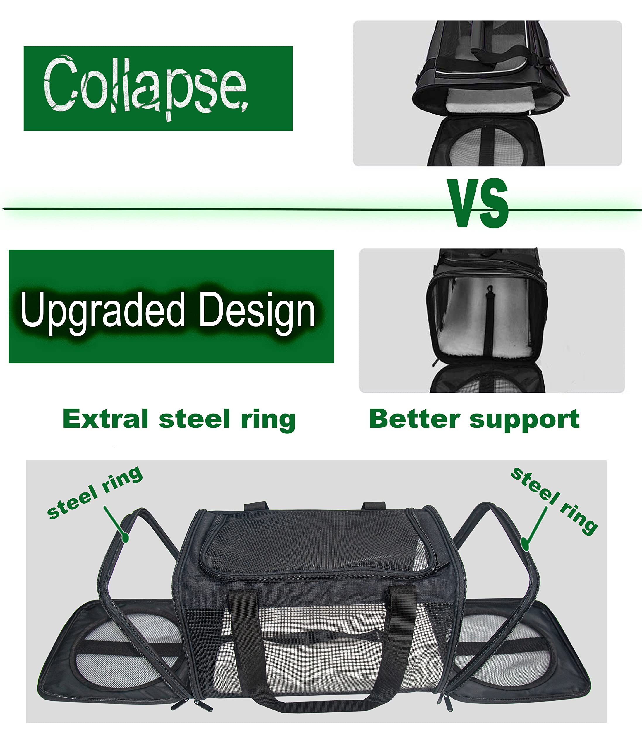 Nextfri Soft-Sided Pet Carrier For Cats Small Dogs Of 15 Lbs Medium Black