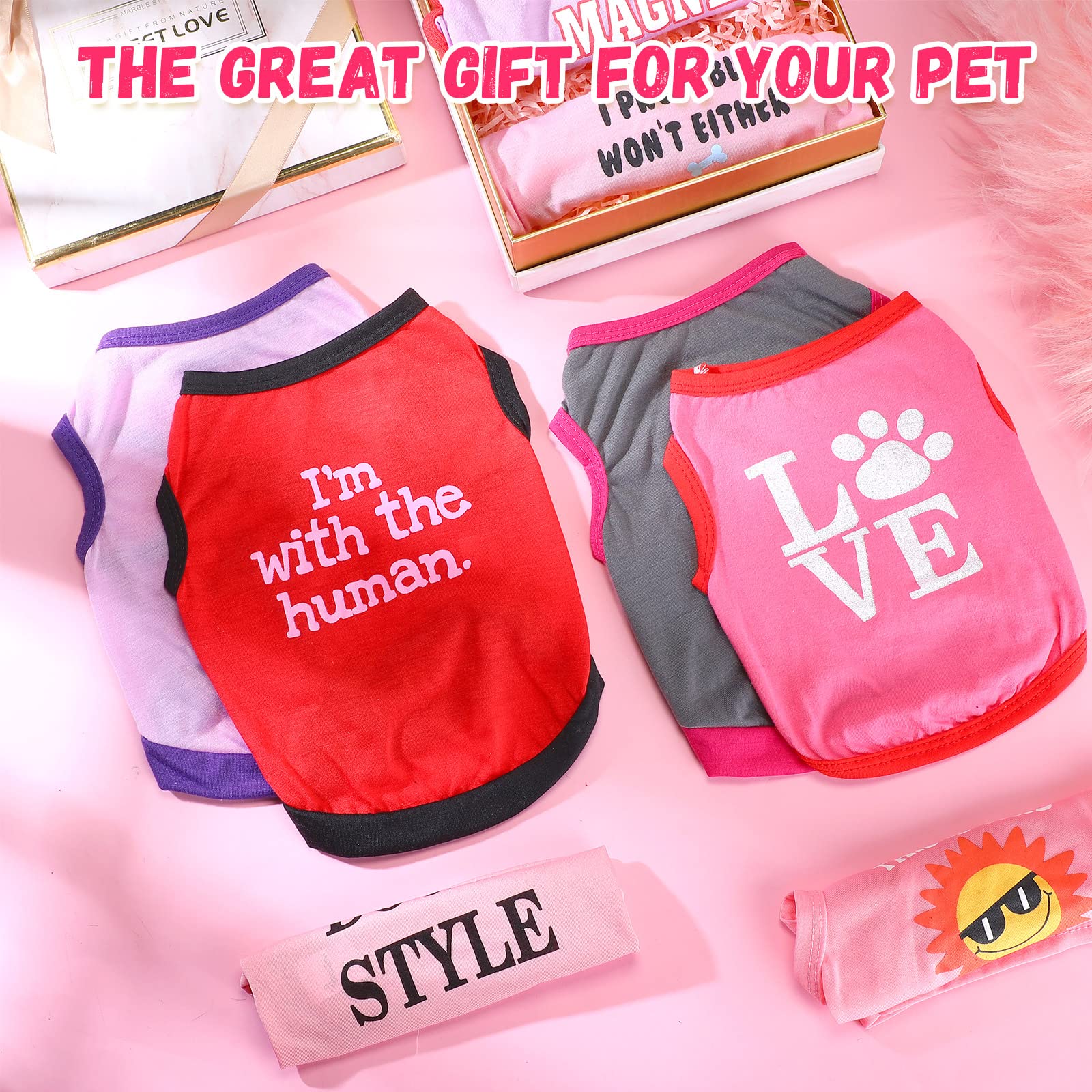 8 Pieces Pet Shirts Printed Puppy Shirts Soft Dog Shirt Pullover Dog T Shirts Cute Dog Sweatshirts Valentine'S Day Puppy Girl Clothes Dog Outfits Small Dog For Pet Dogs Cats (Size S