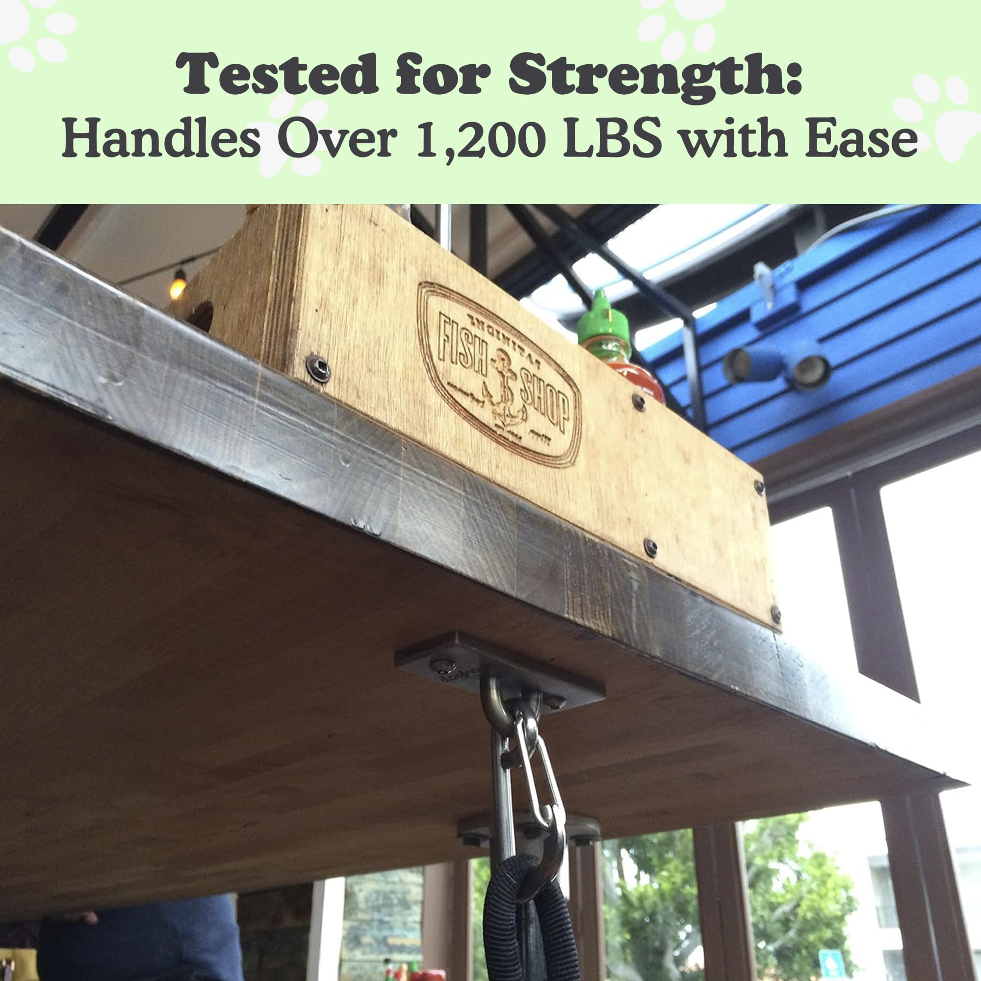 Canine Hitch- Secure Dog Leash Parking Indoor- Outdoor Wall Hook With Clip - Tie Out Stainless Steel - Practical Lead Management